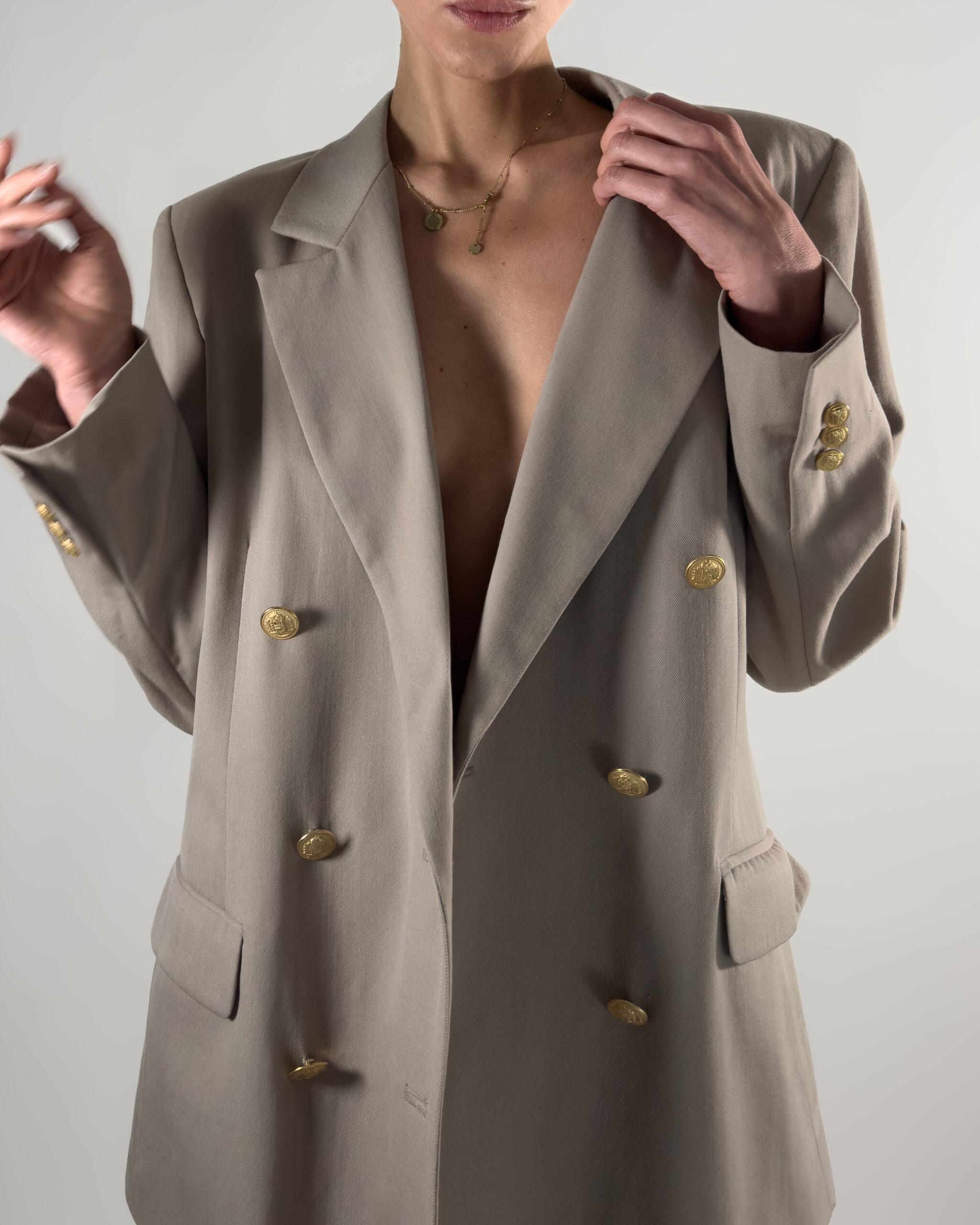 Double-Breasted Pure Wool Blazer | Classic Beige