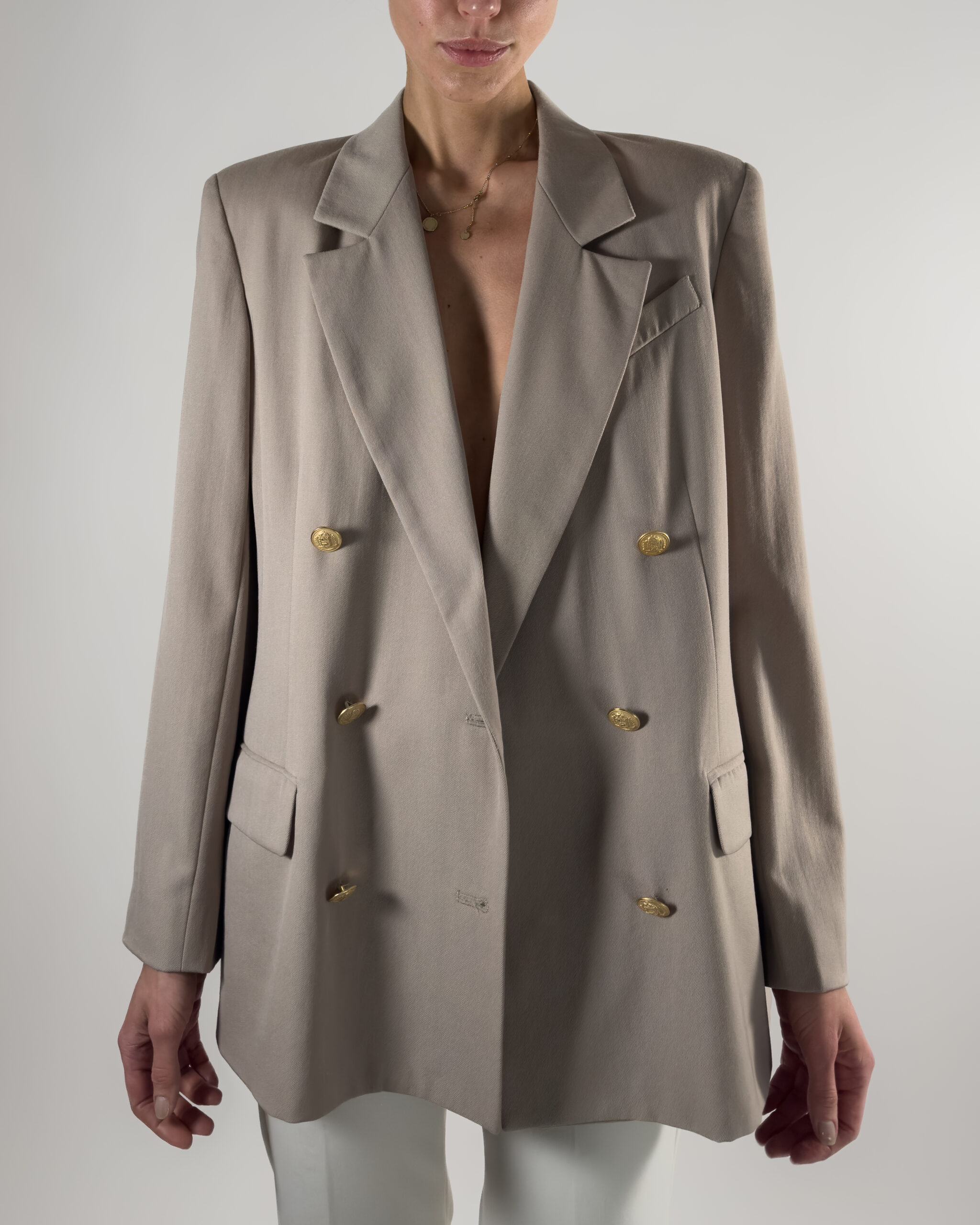 Double-Breasted Pure Wool Blazer | Classic Beige