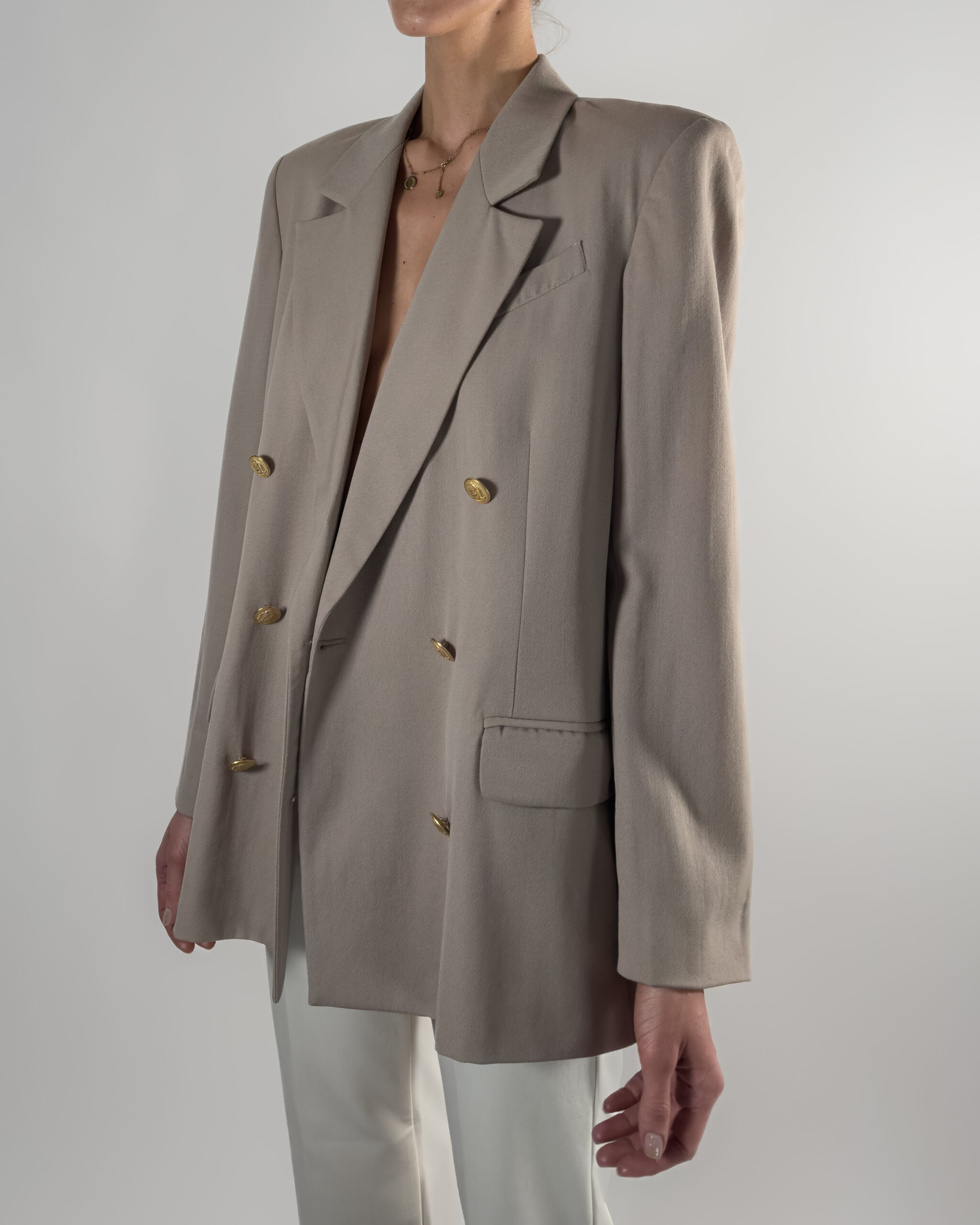 Double-Breasted Pure Wool Blazer | Classic Beige