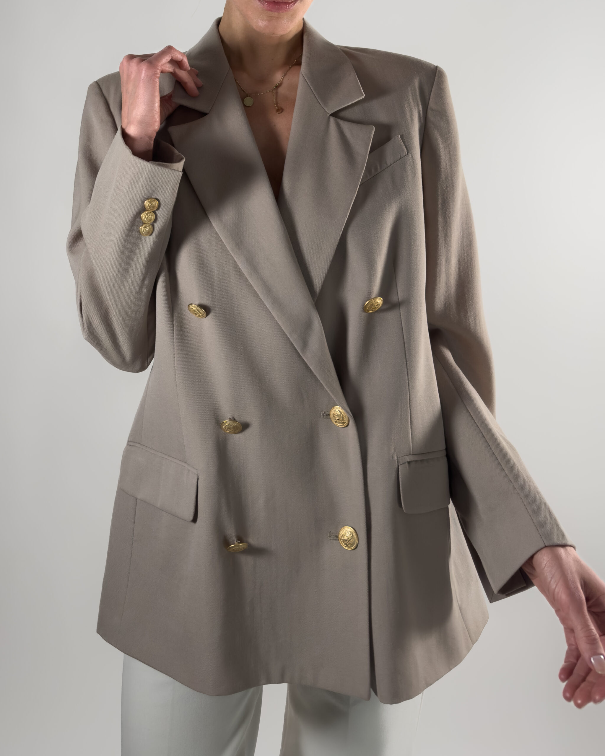 Double-Breasted Pure Wool Blazer | Classic Beige