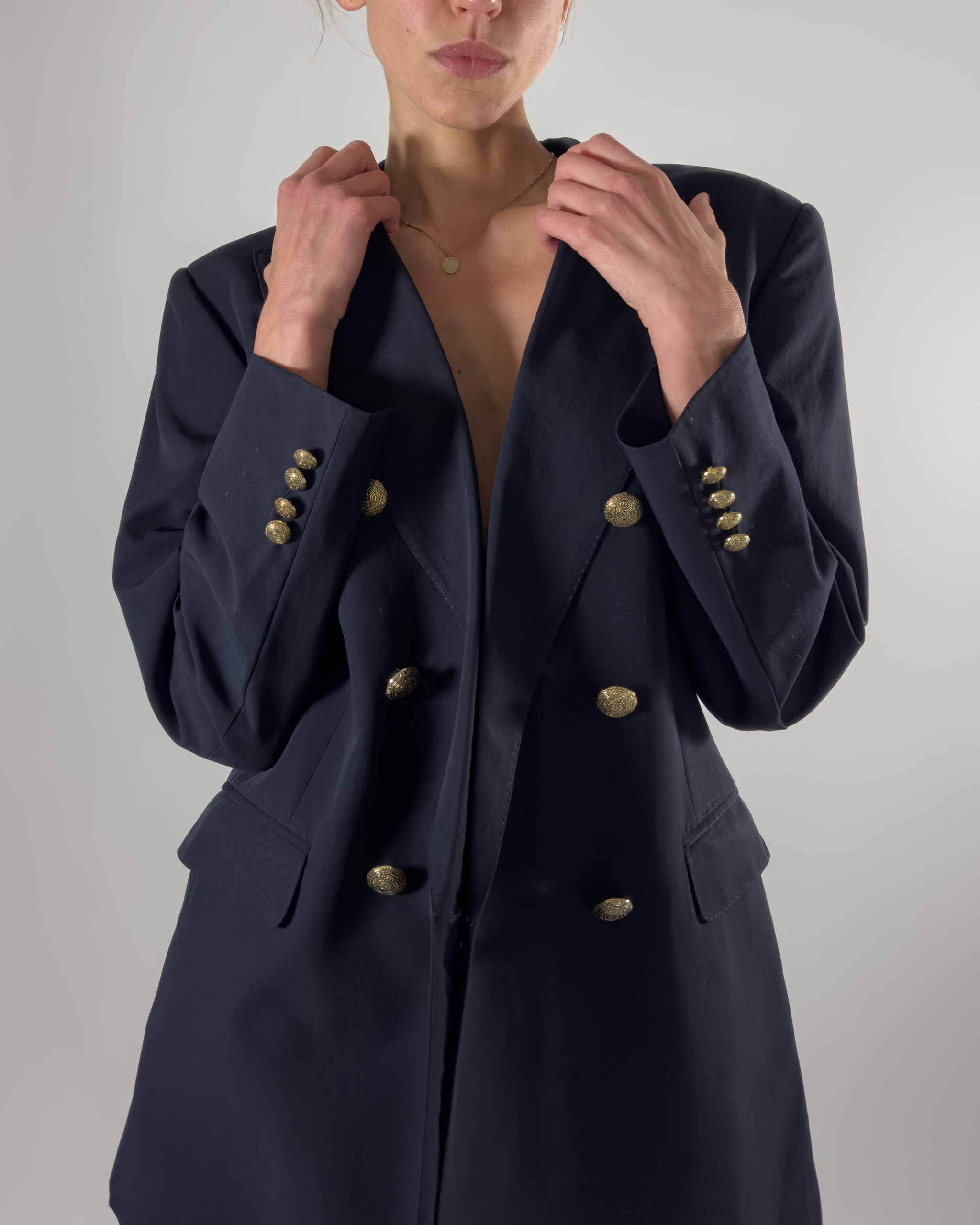 Double-Breasted Pure Wool Blazer | Navy Blue