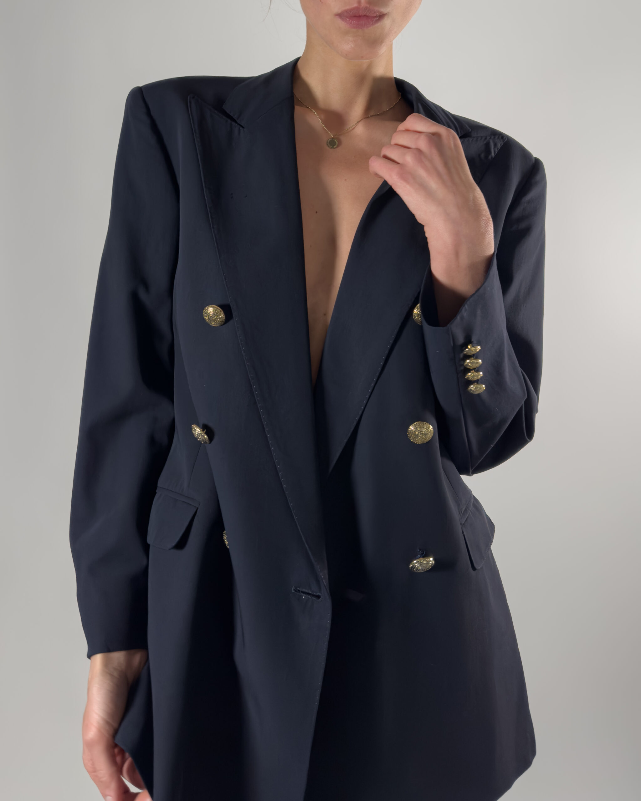 Double-Breasted Pure Wool Blazer | Navy Blue