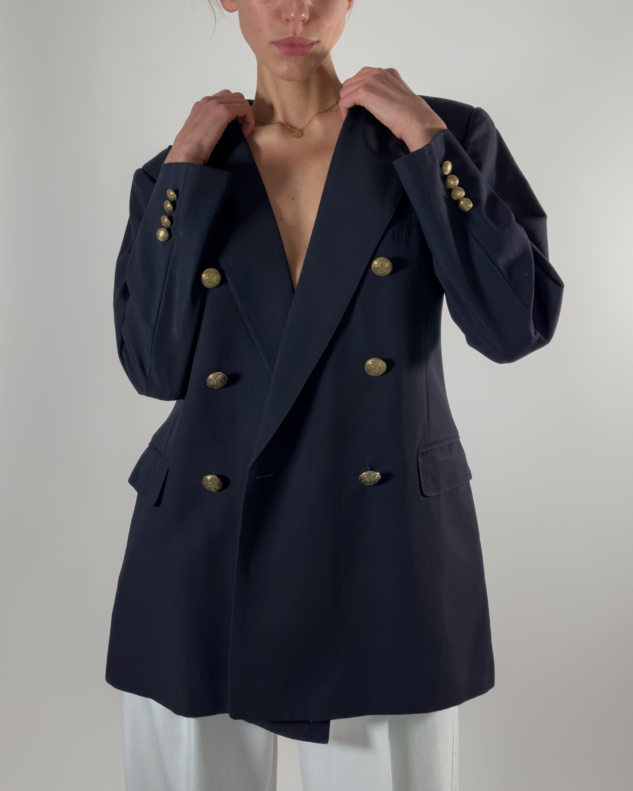 Double-Breasted Pure Wool Blazer | Navy Blue