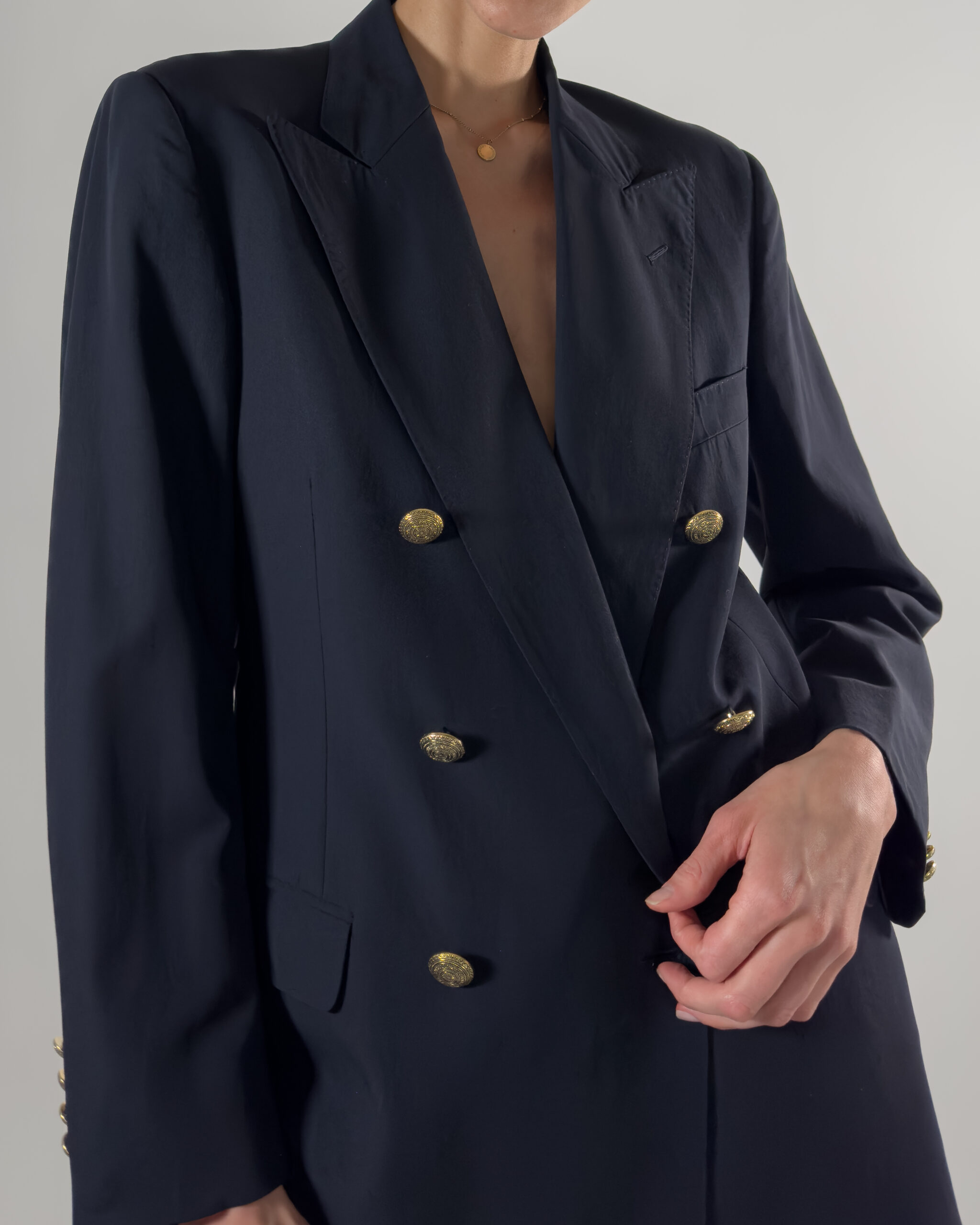 Double-Breasted Pure Wool Blazer | Navy Blue