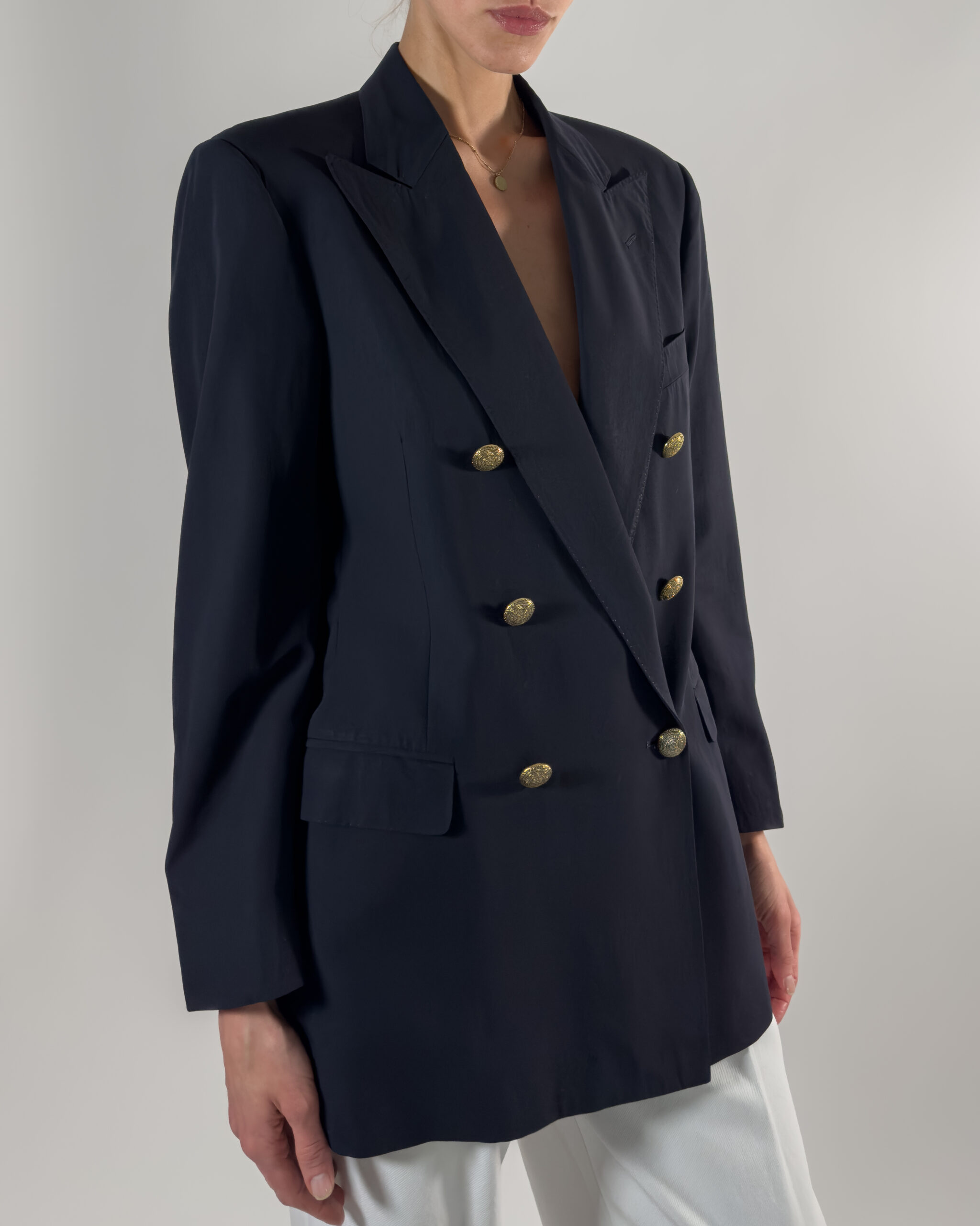 Double-Breasted Pure Wool Blazer | Navy Blue