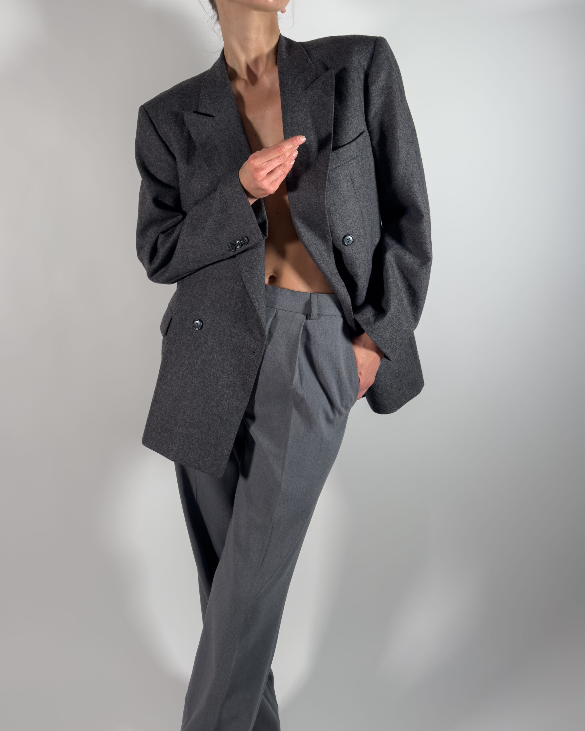 Double-Breasted Wool Blazer | Grey