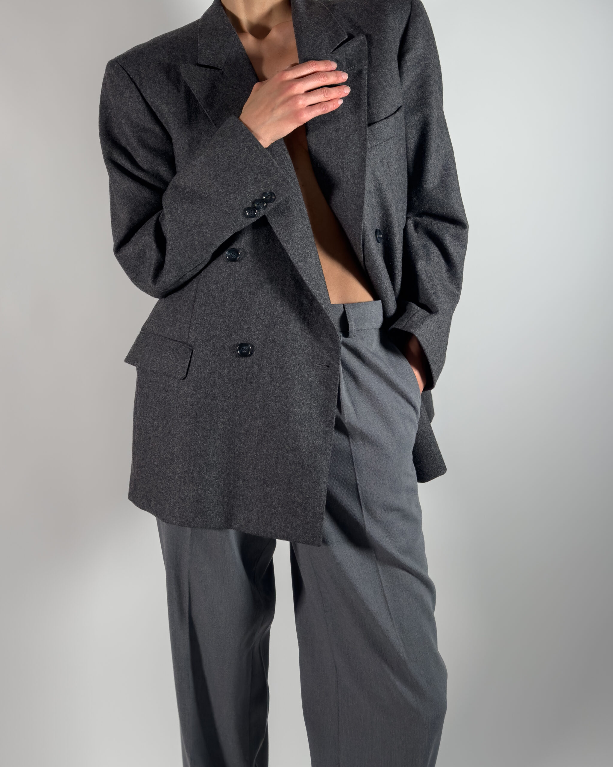 Double-Breasted Wool Blazer | Grey