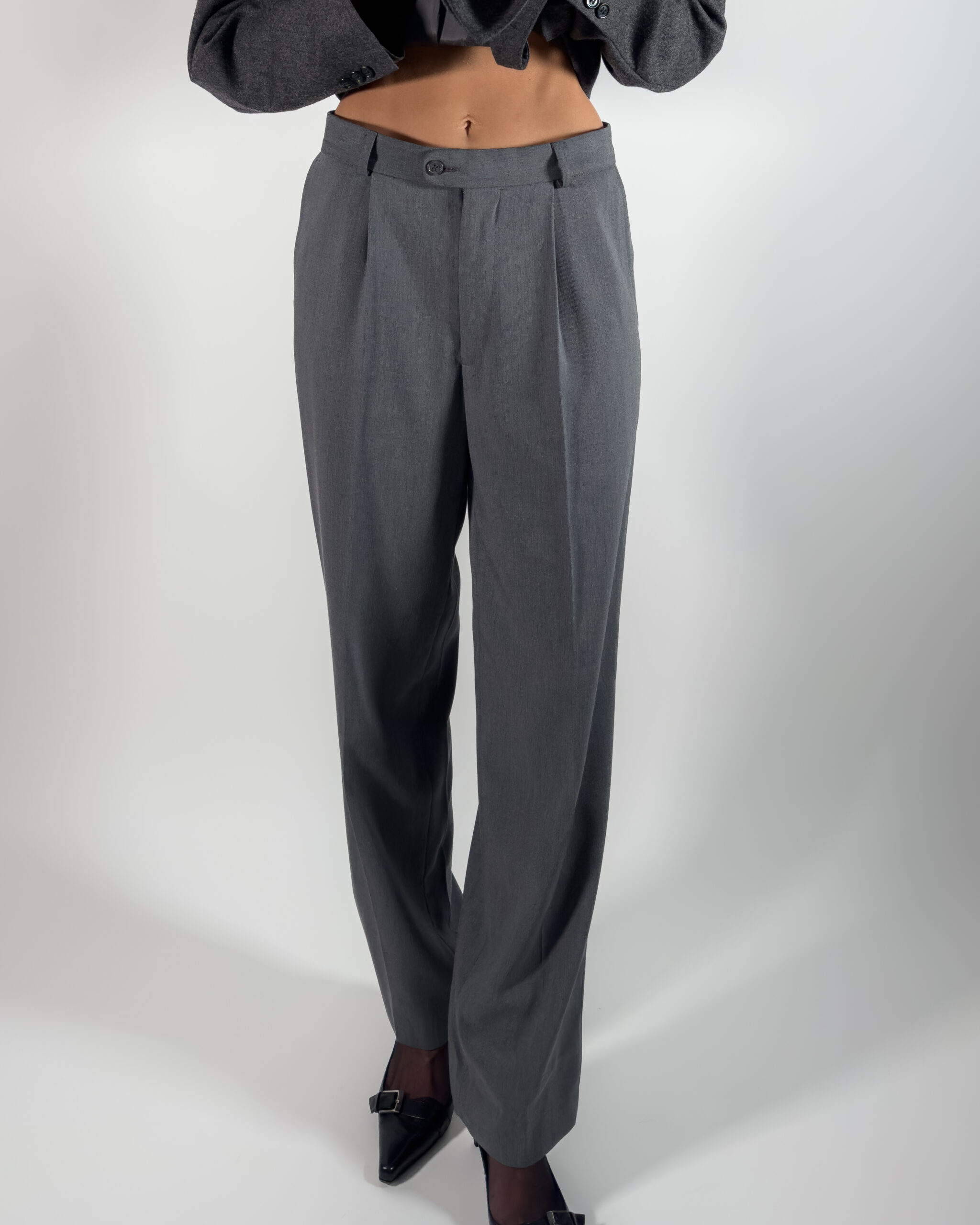 Viscose Blend Suit Trousers | Grey