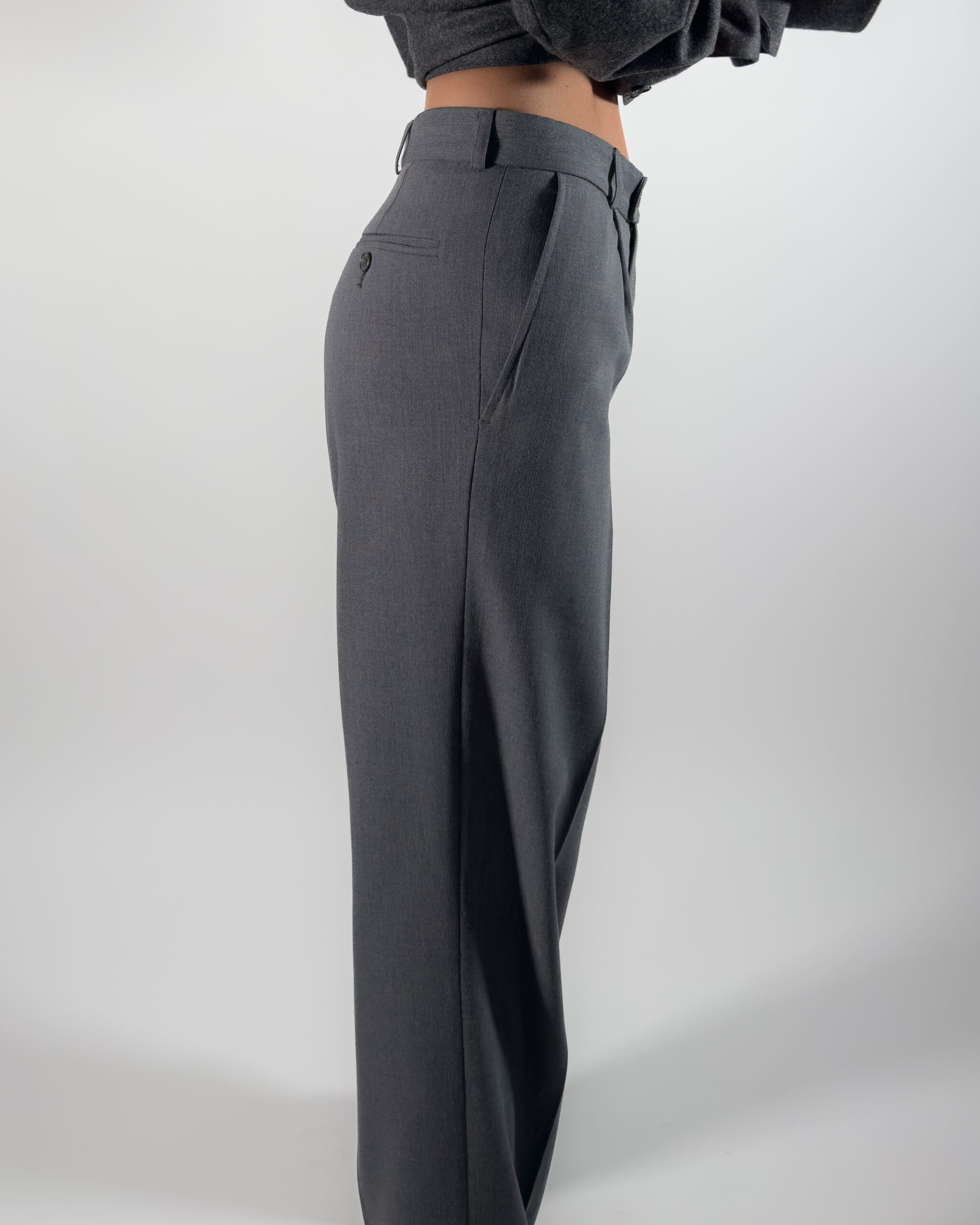 Viscose Blend Suit Trousers | Grey