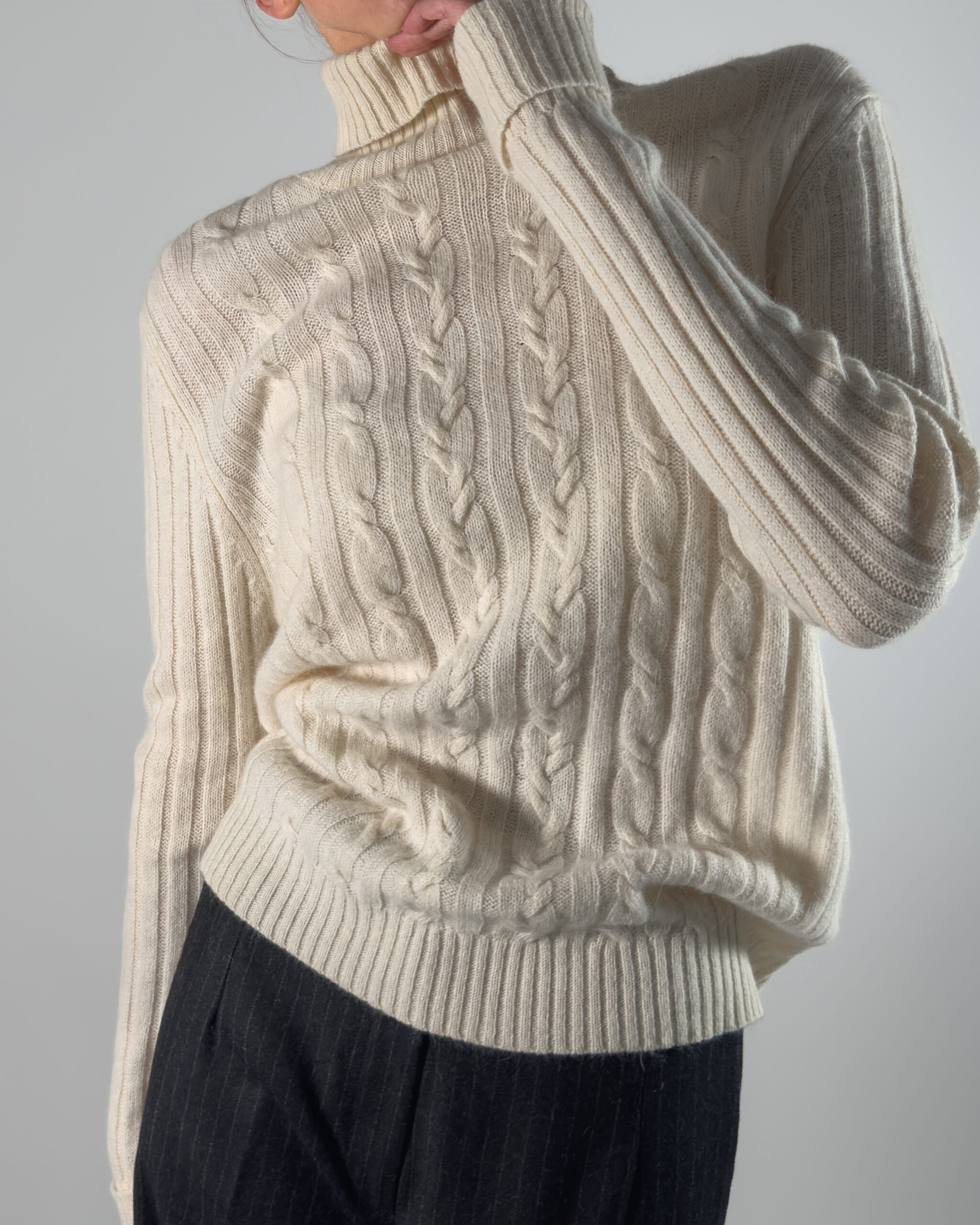 Angora Wool Turtleneck Sweater | Cream White