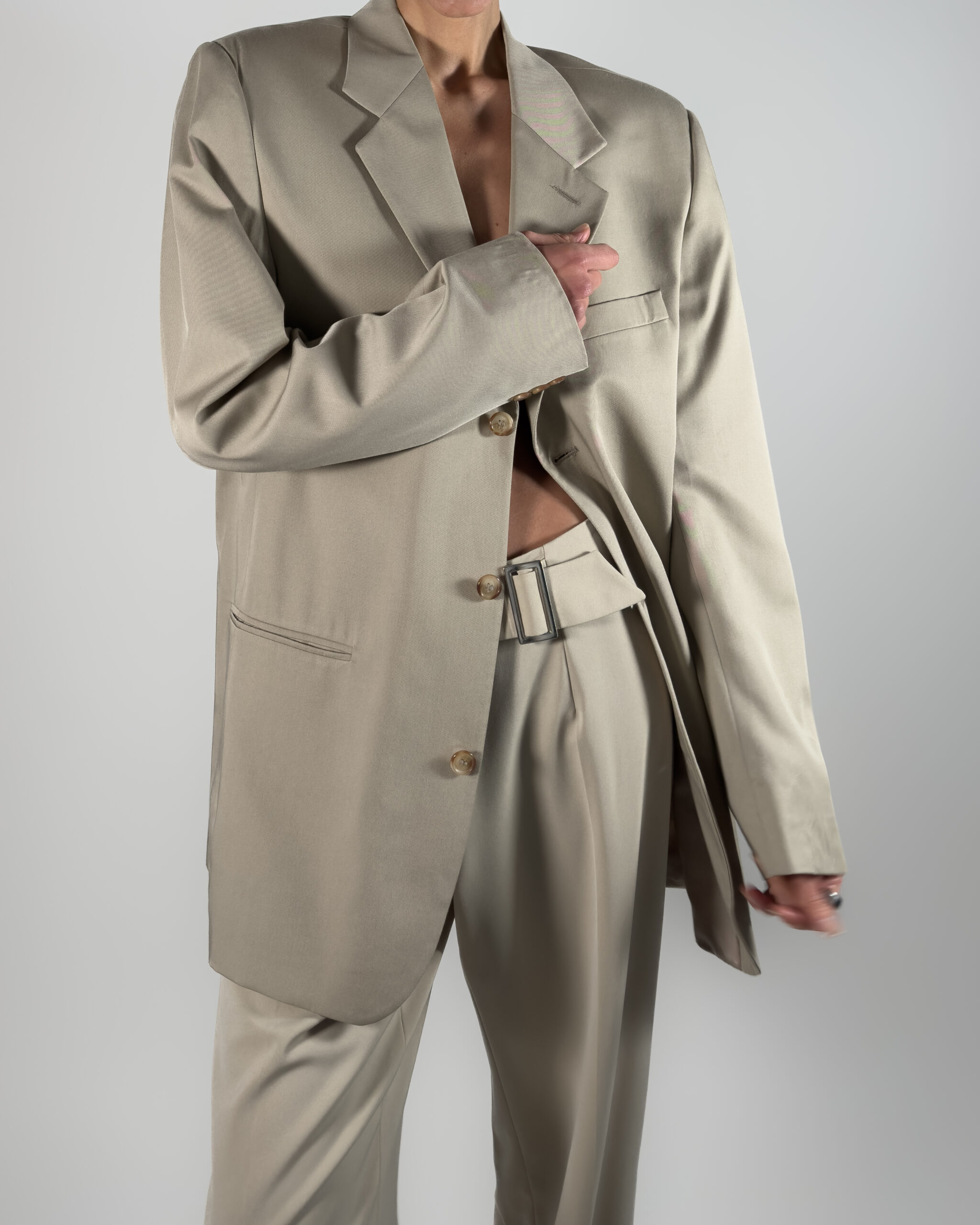 Classic Viscose Blend Blazer | Beige