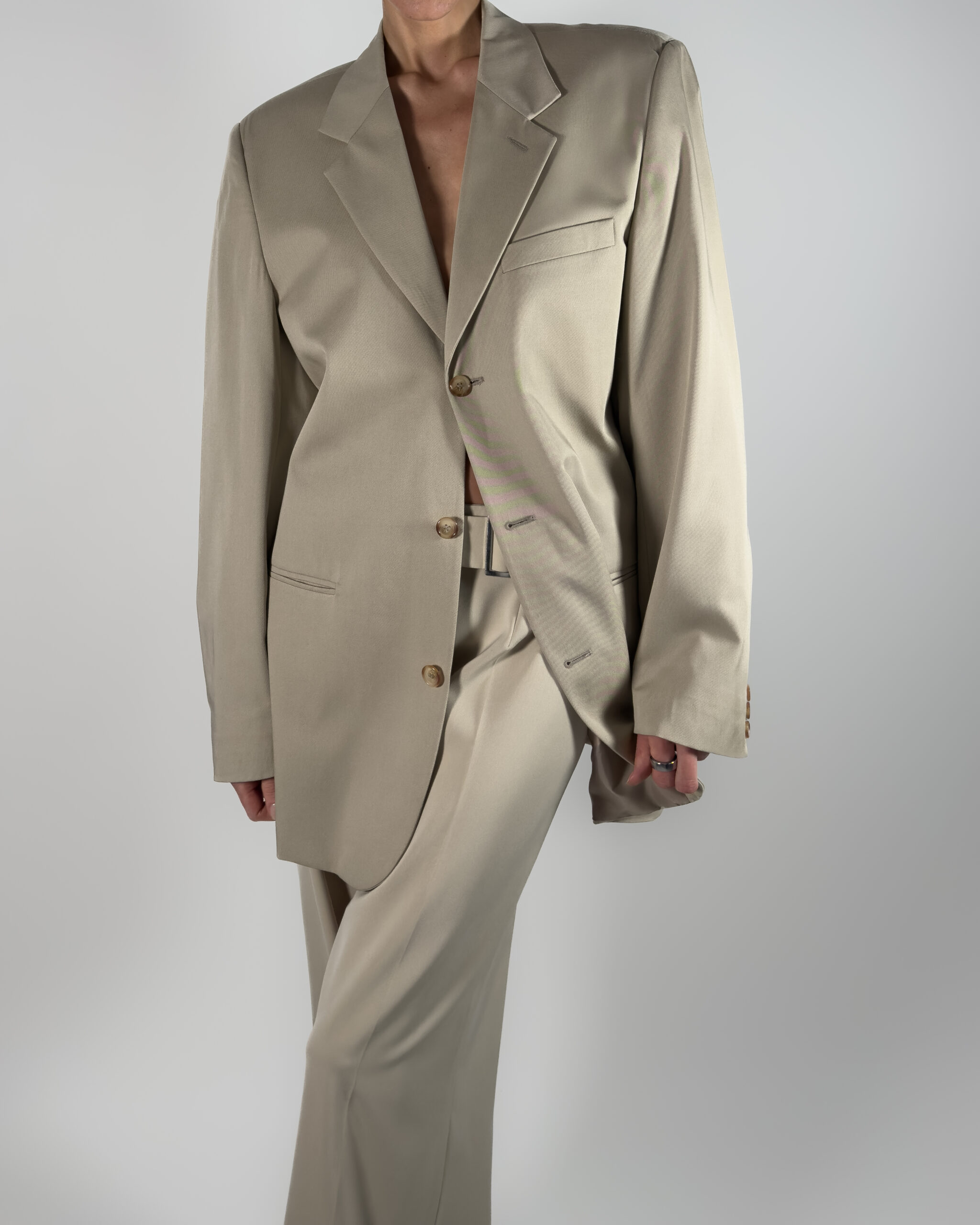 Classic Viscose Blend Blazer | Beige