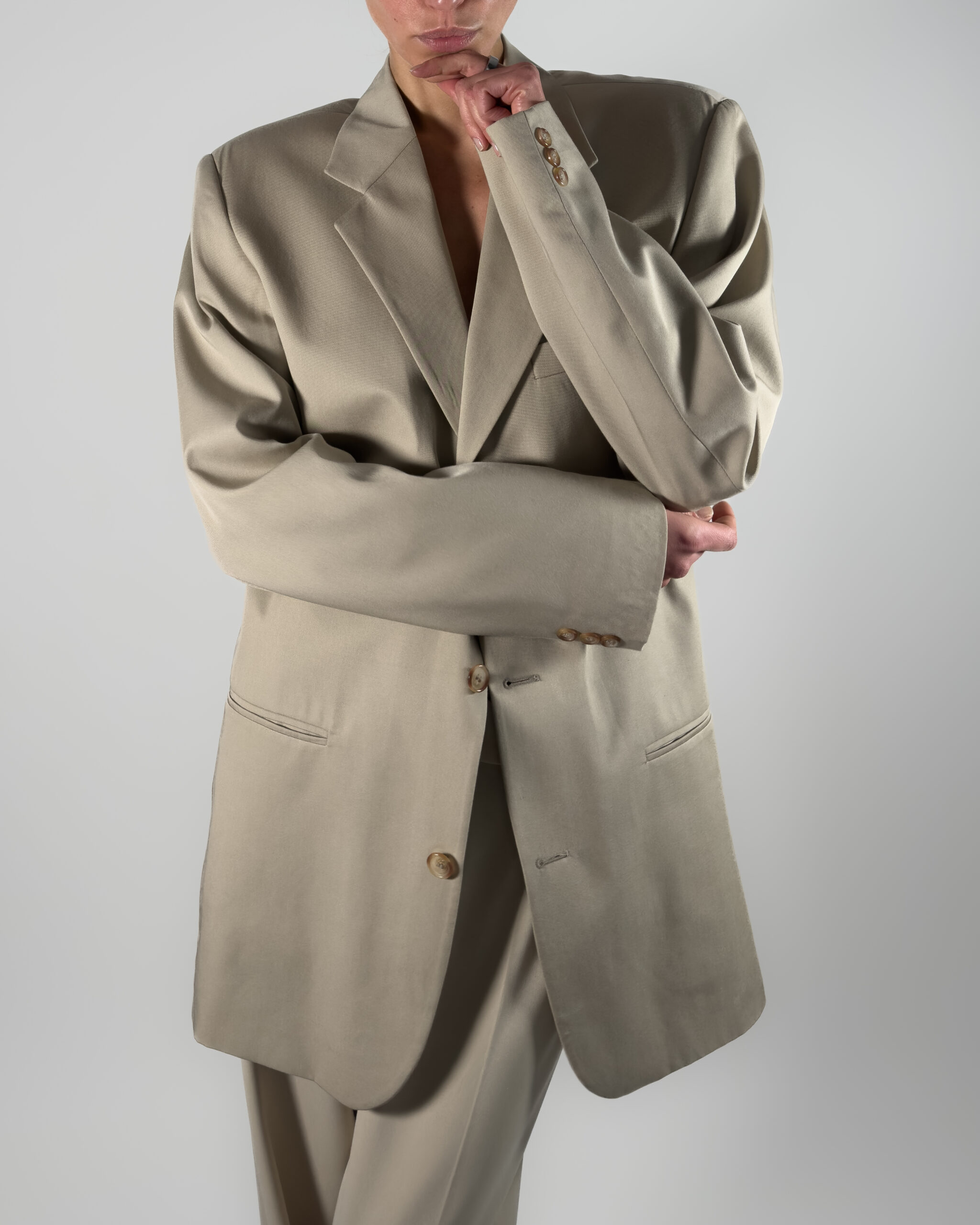 Classic Viscose Blend Blazer | Beige