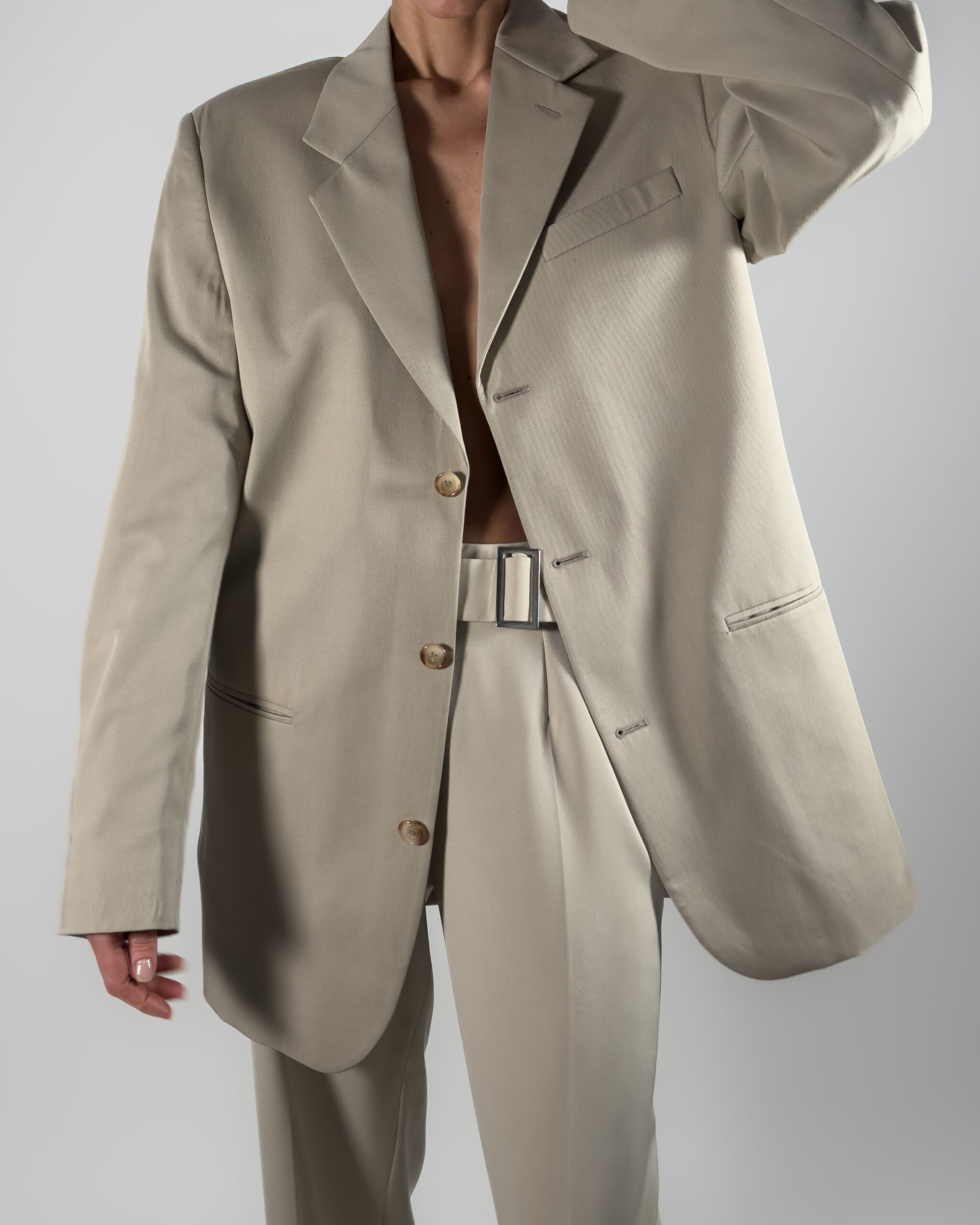 Classic Viscose Blend Blazer | Beige