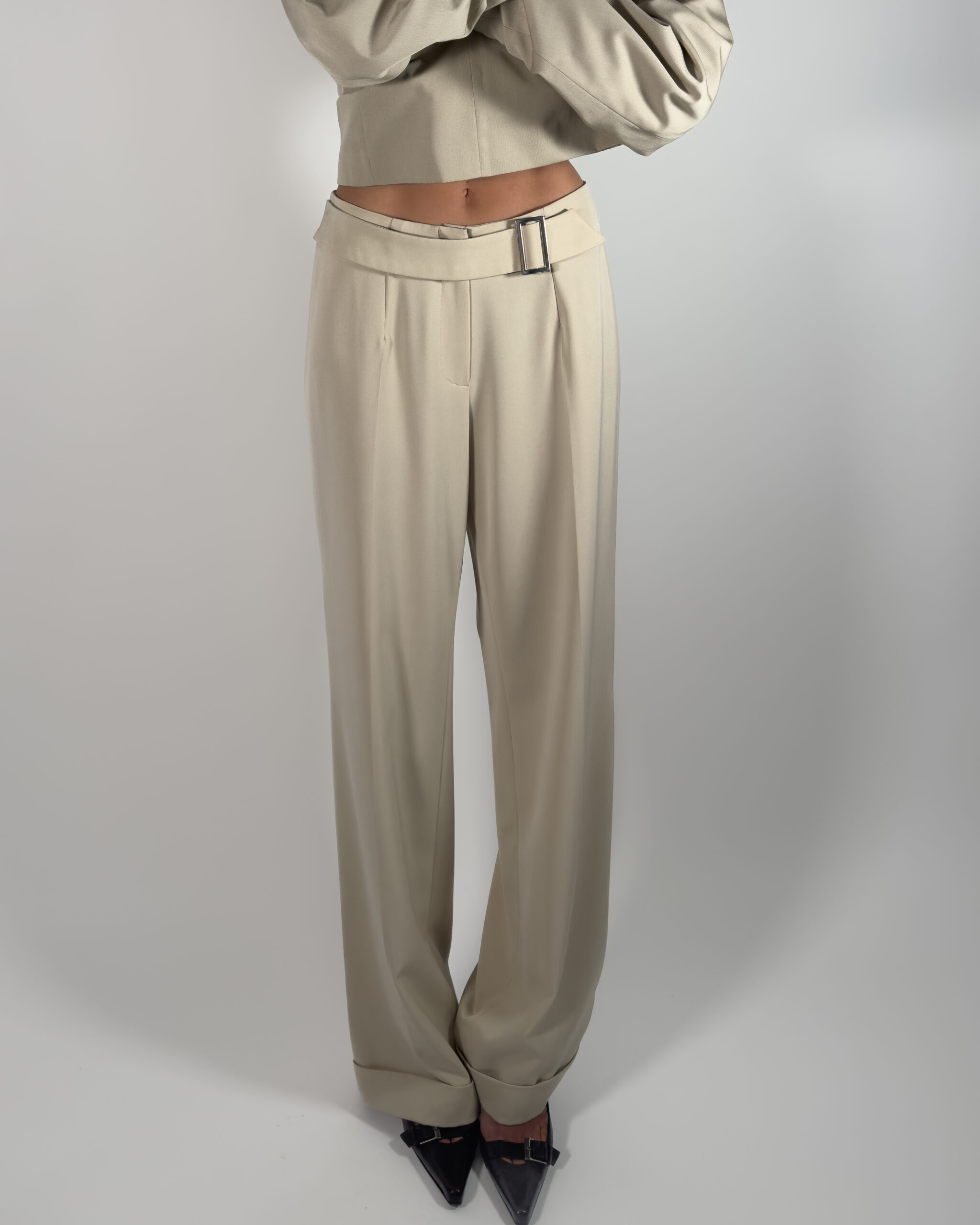 Straight Leg Suit Trousers | Beige