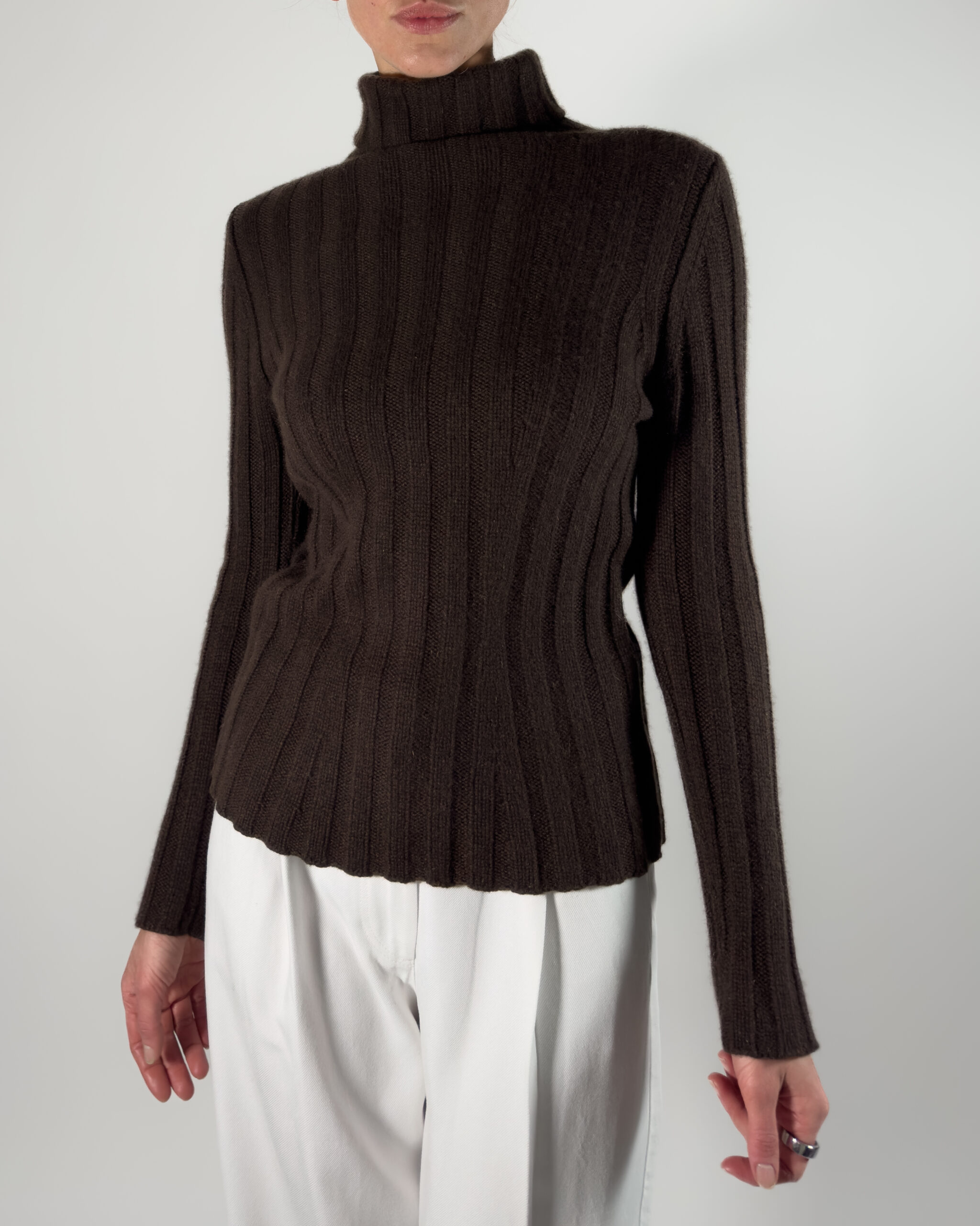 Pure Cashmere Rollneck Sweater | Dark Brown