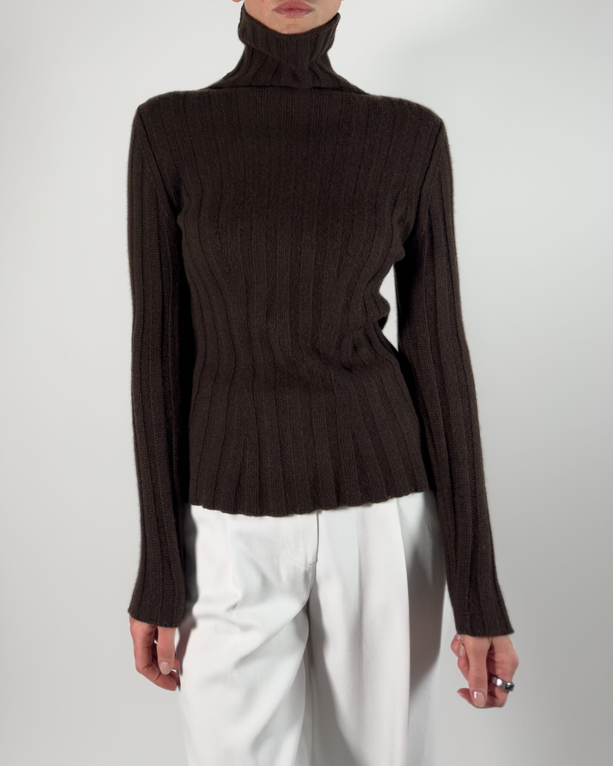 Pure Cashmere Rollneck Sweater | Dark Brown