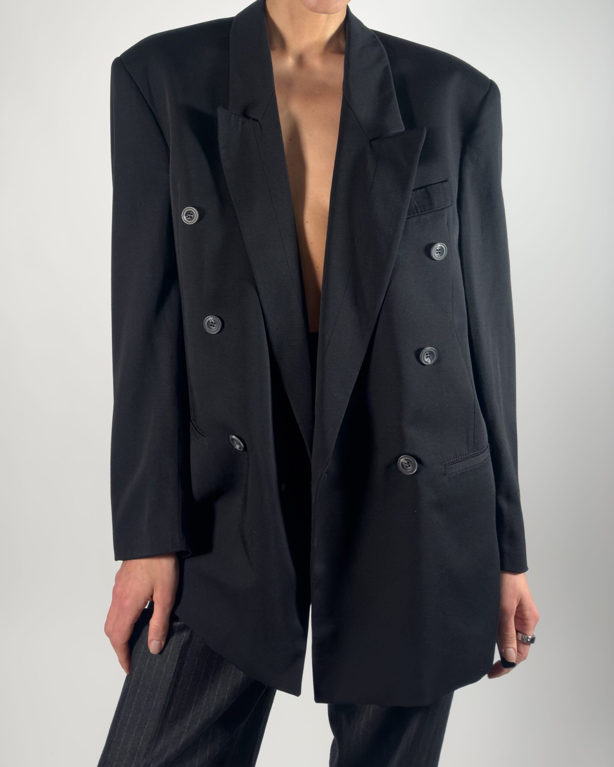 Double-Breasted Viscose Blazer | Black