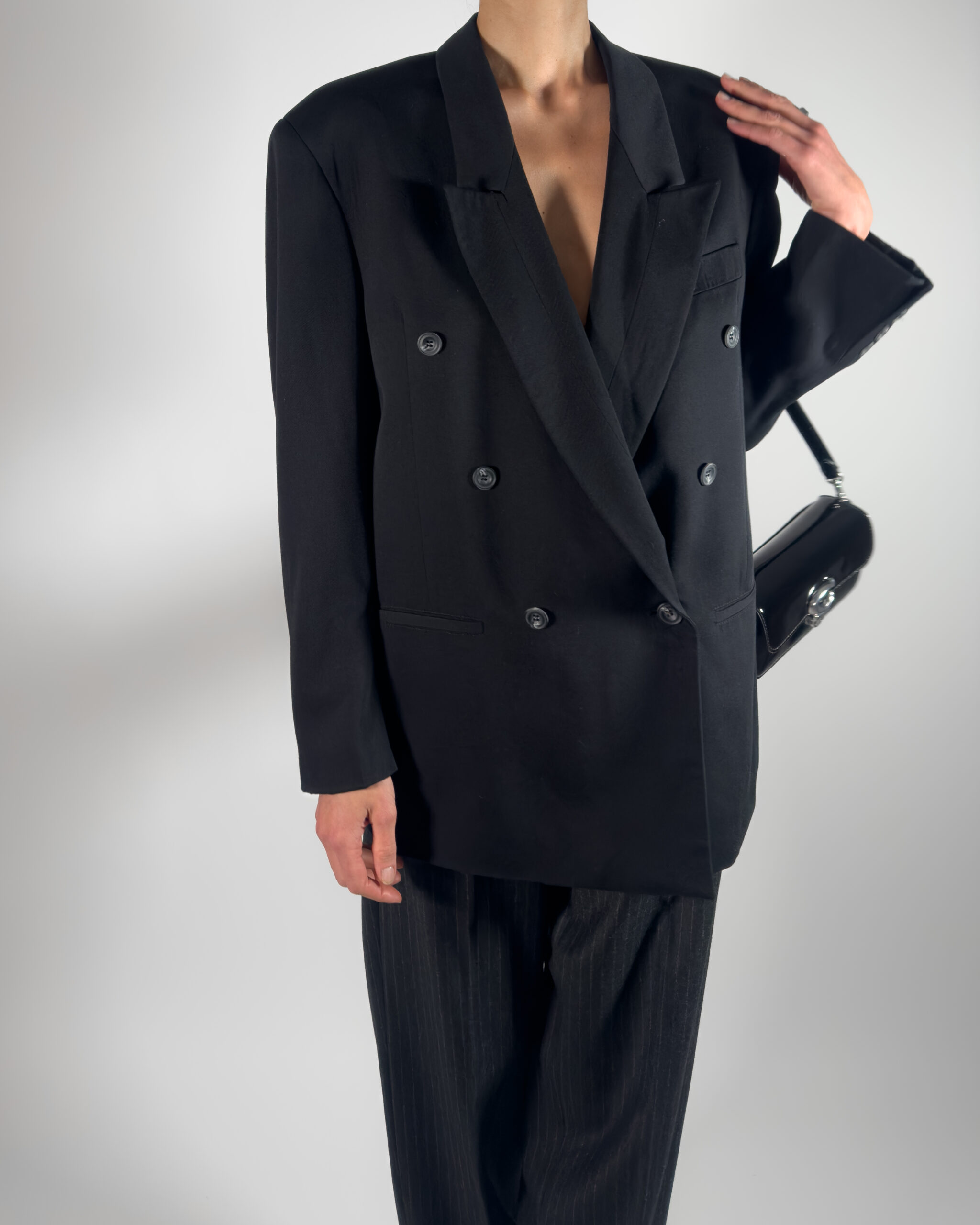 Double-Breasted Viscose Blazer | Black