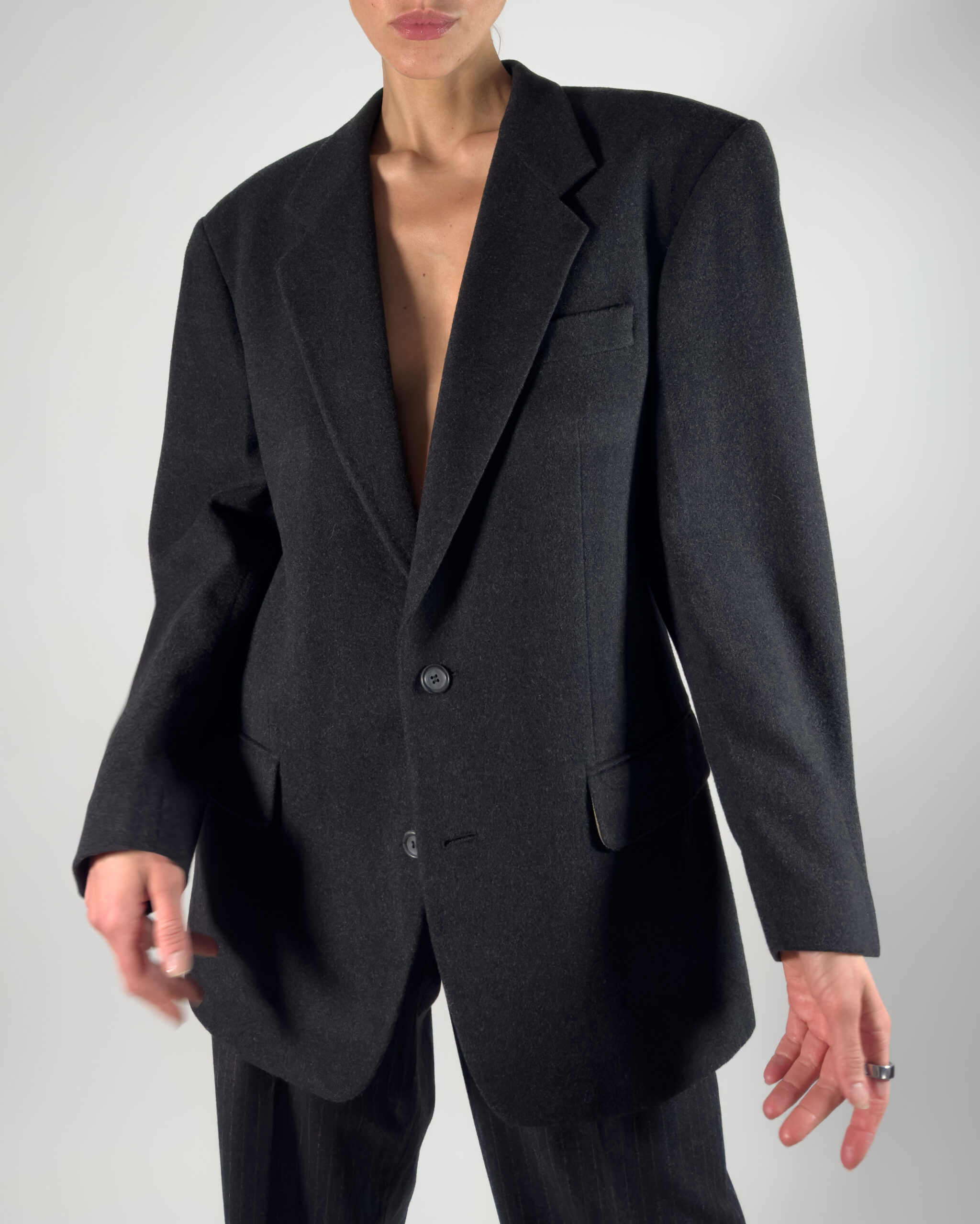 Cashmere & Wool Blazer | Dark Grey