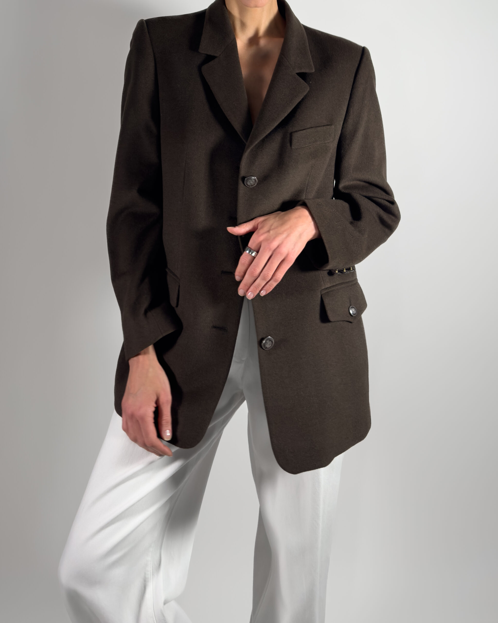 Angora & Lambswool Blazer | Dark Brown