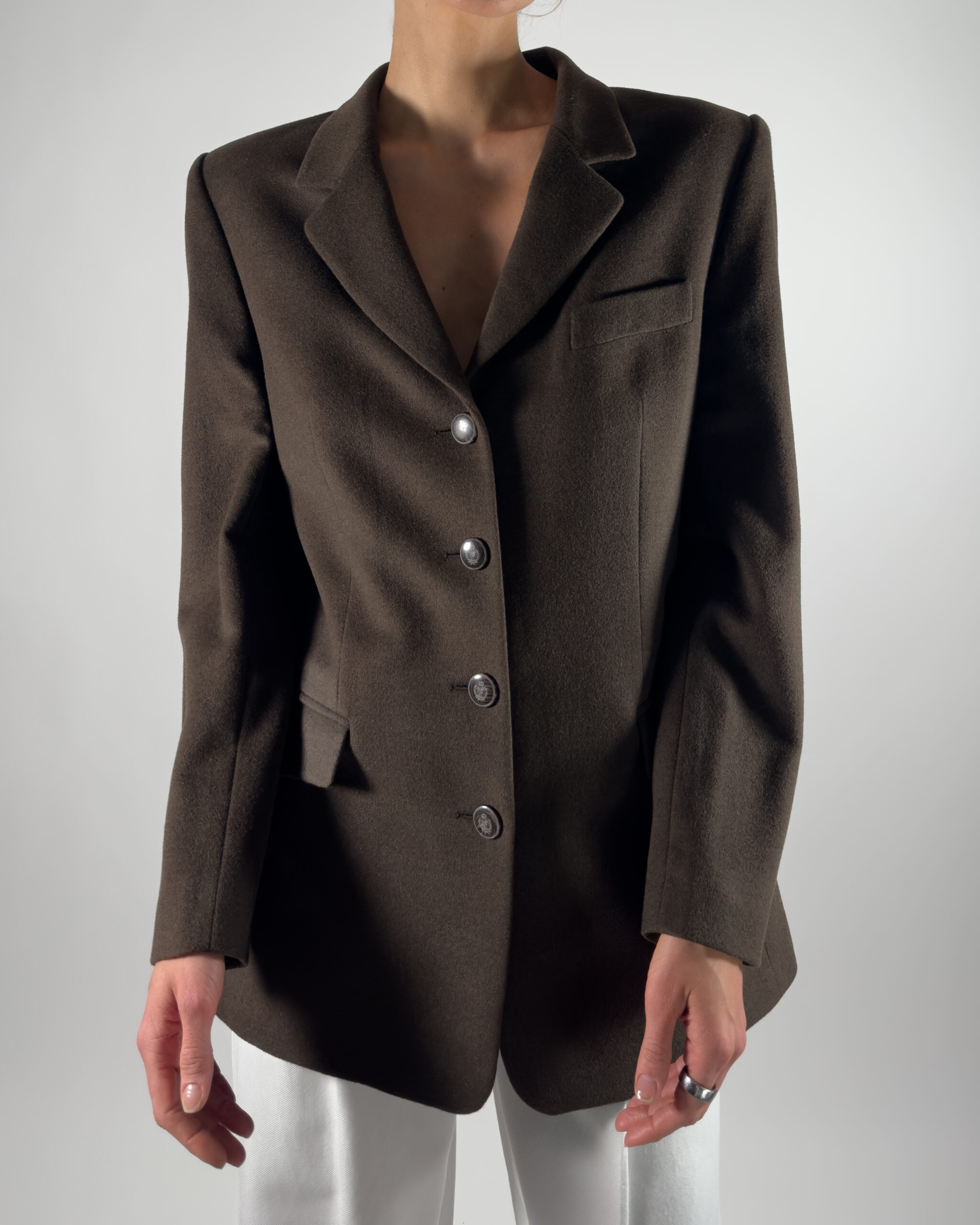 Angora & Lambswool Blazer | Dark Brown