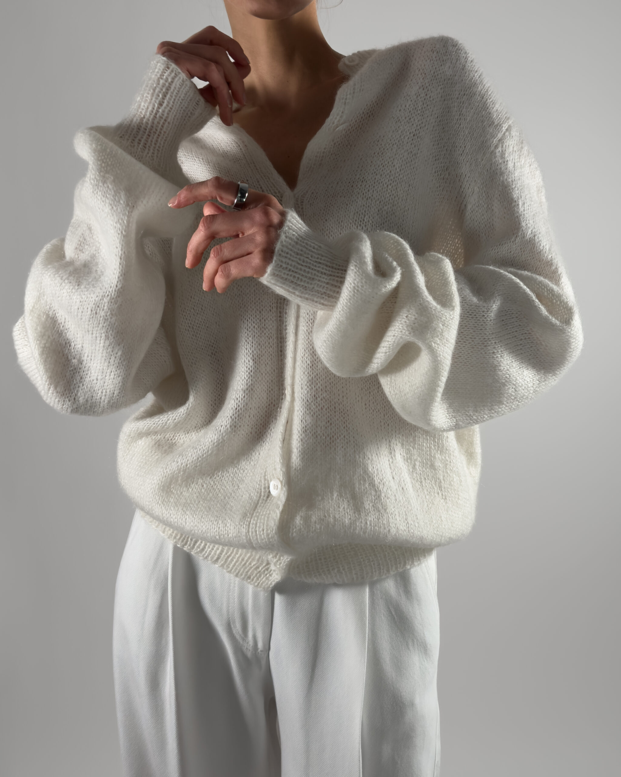 Mohair Cardigan | White