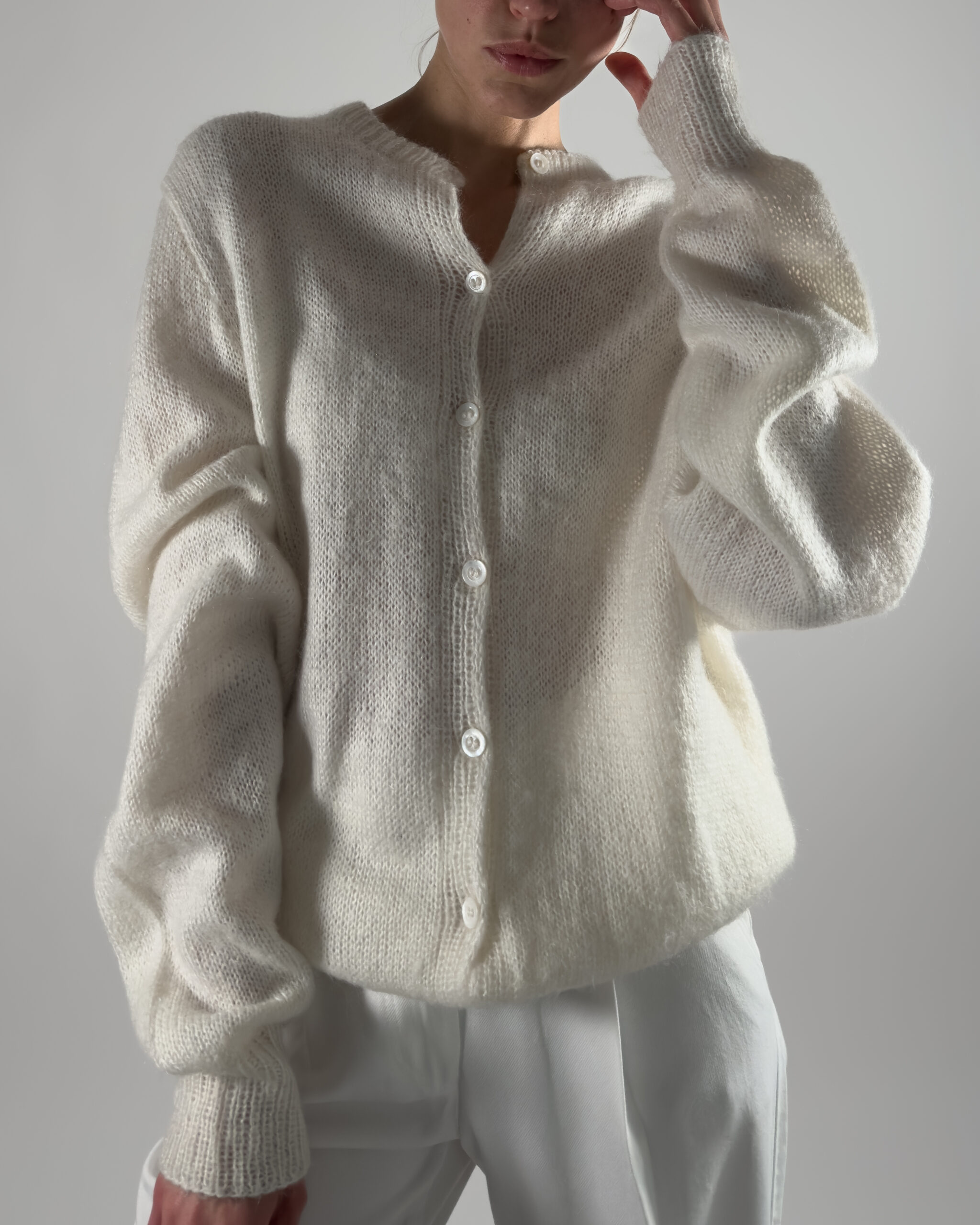 Mohair Cardigan | White