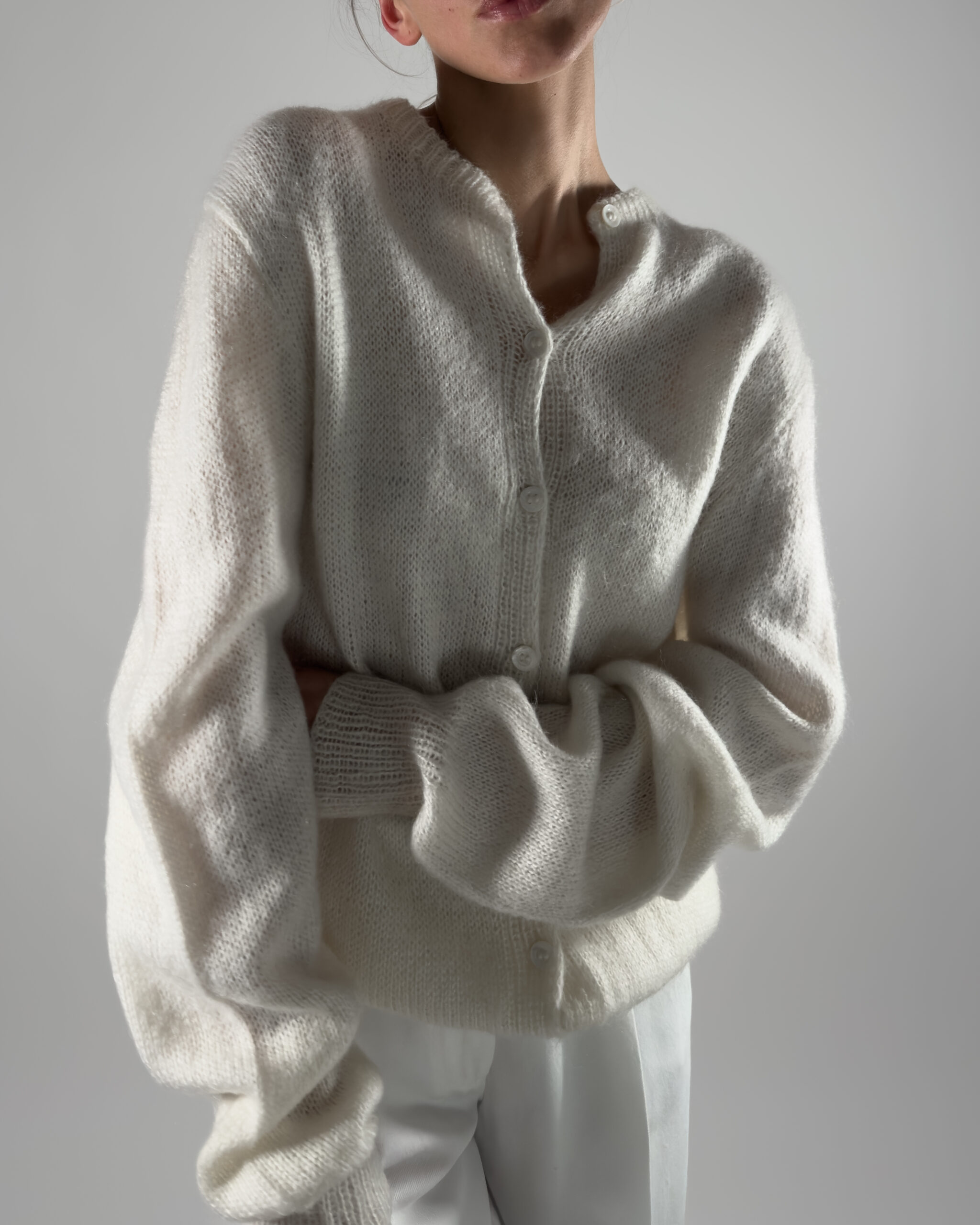 Mohair Cardigan | White