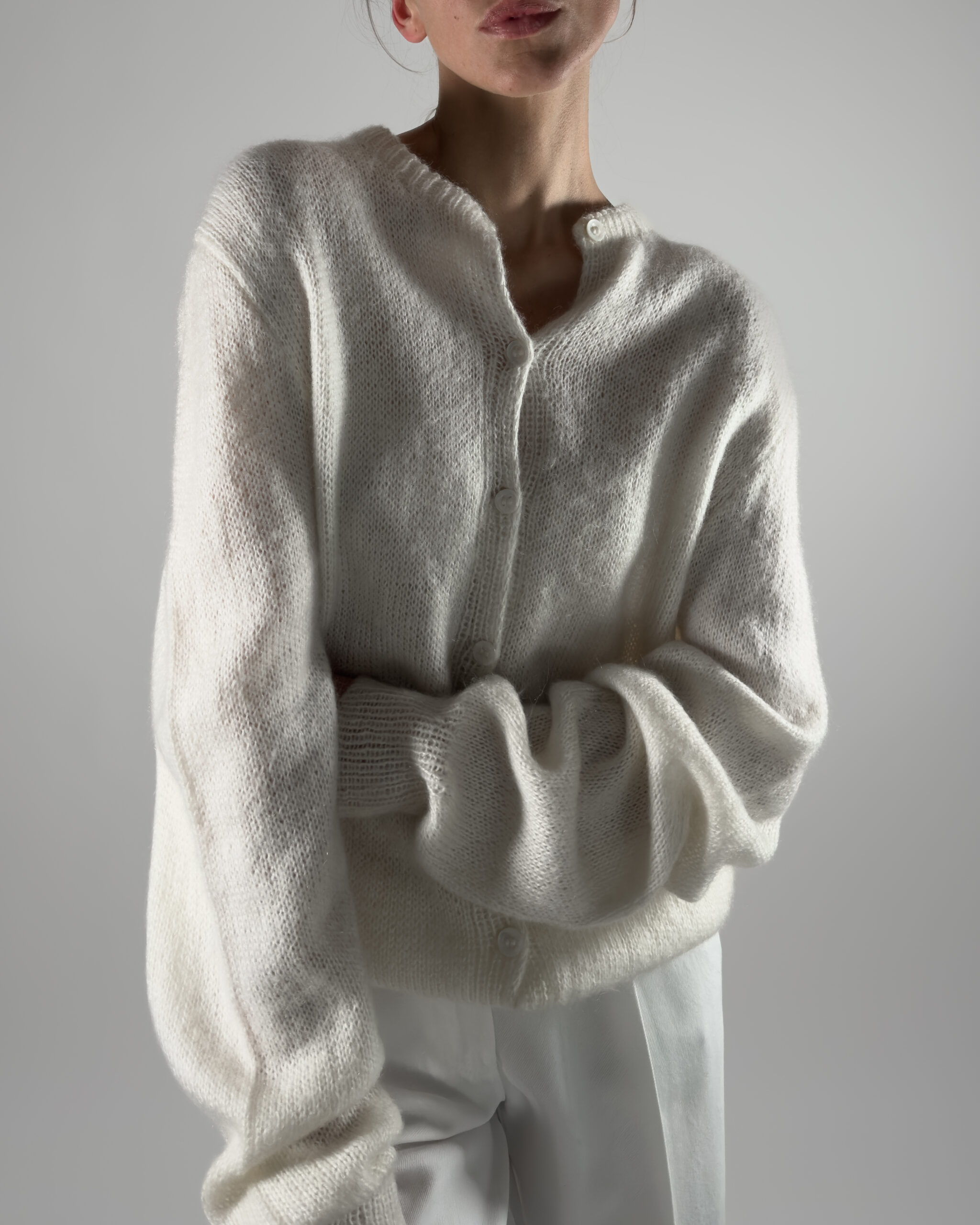 Mohair Cardigan | White