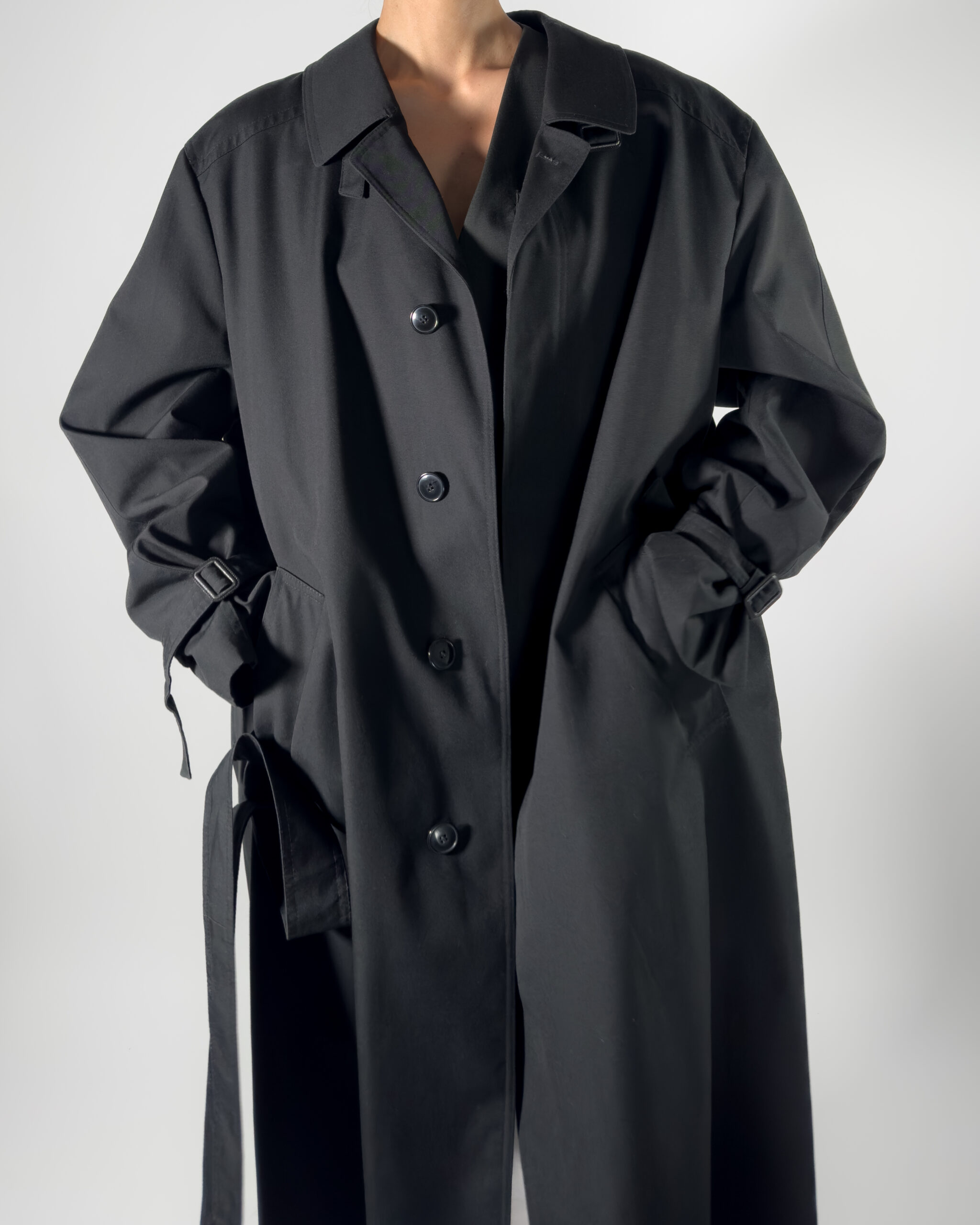 Belted Long Trench Coat | Black