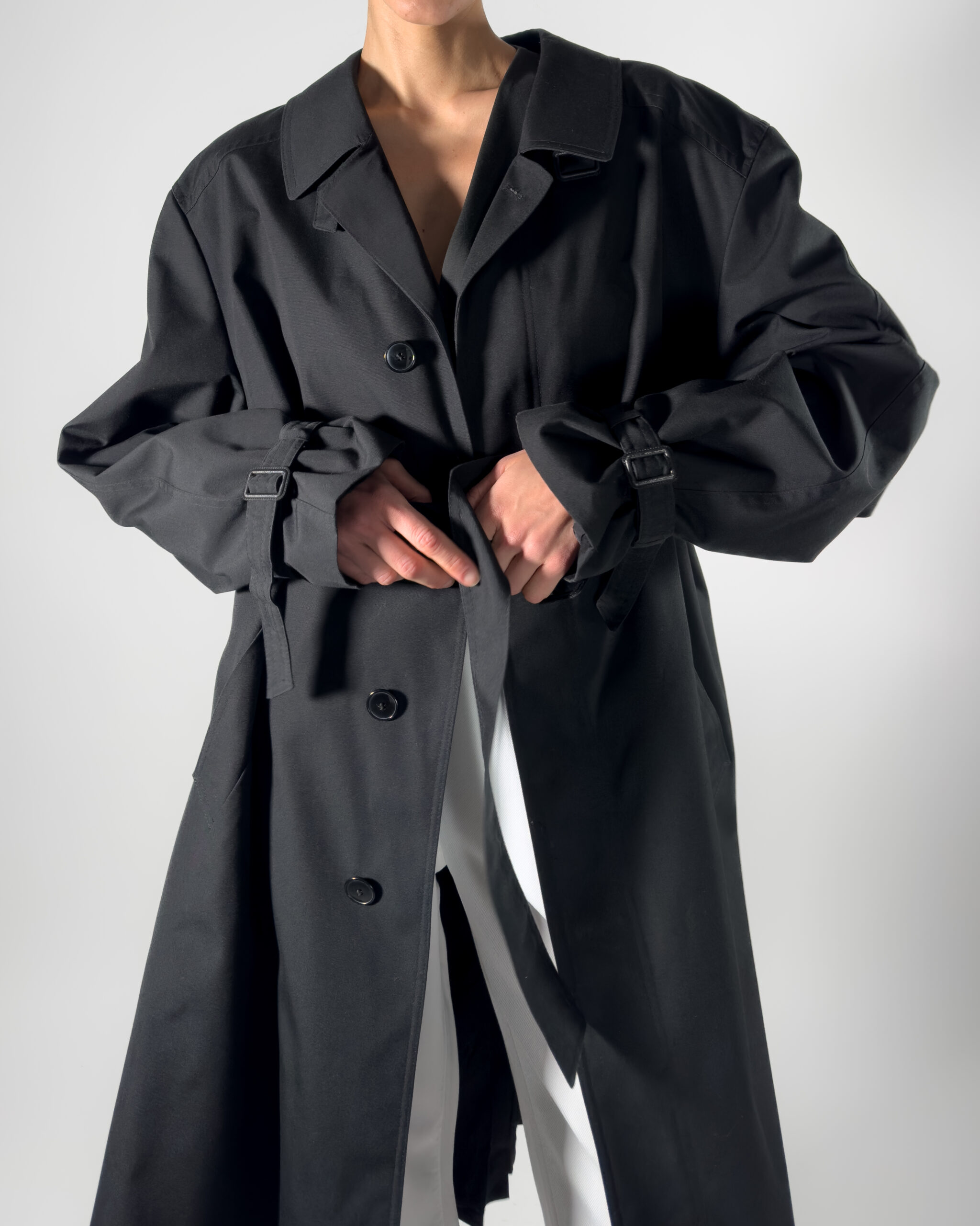 Belted Long Trench Coat | Black