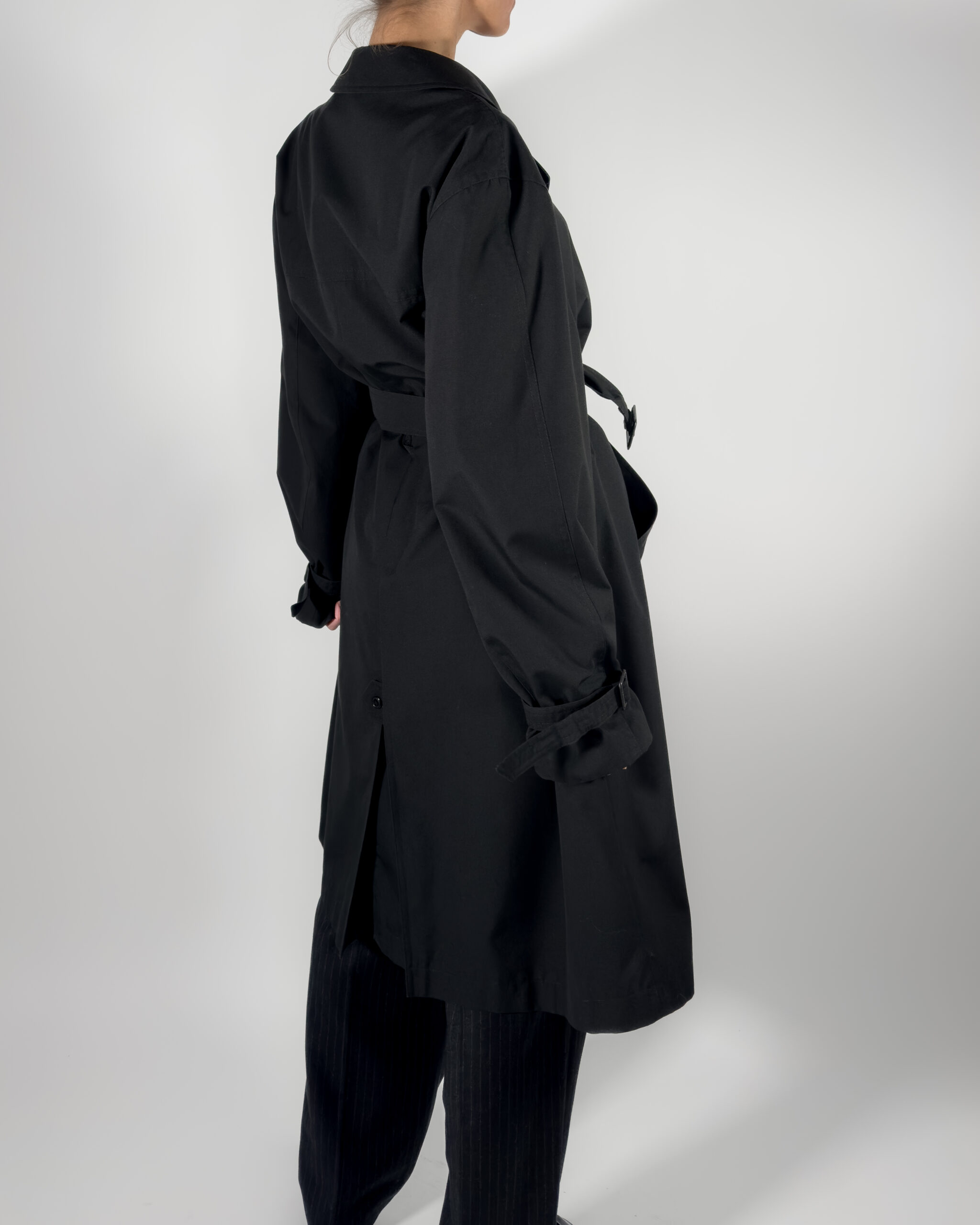 Belted Long Trench Coat | Black