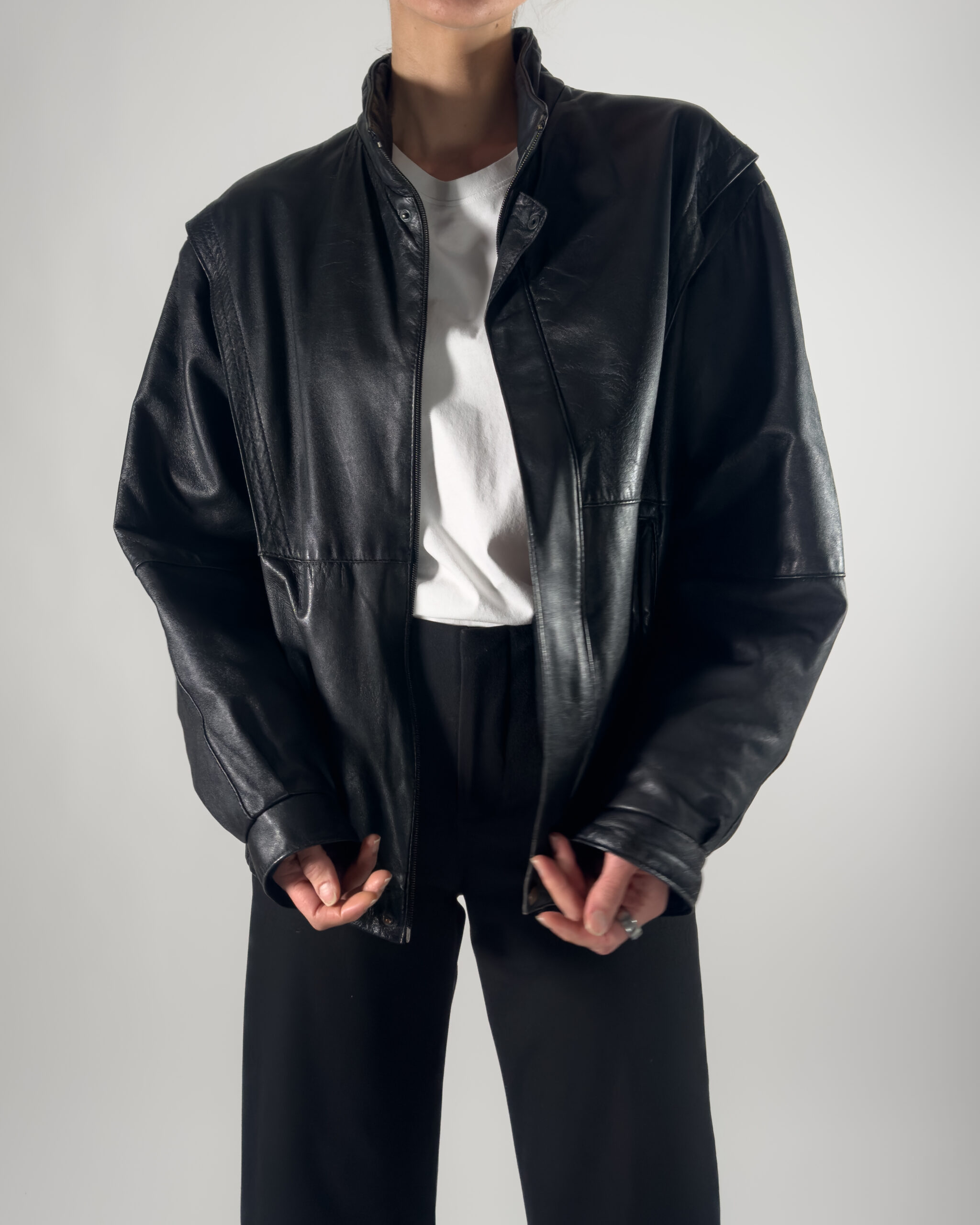 Leather Bomber Jacket | Black