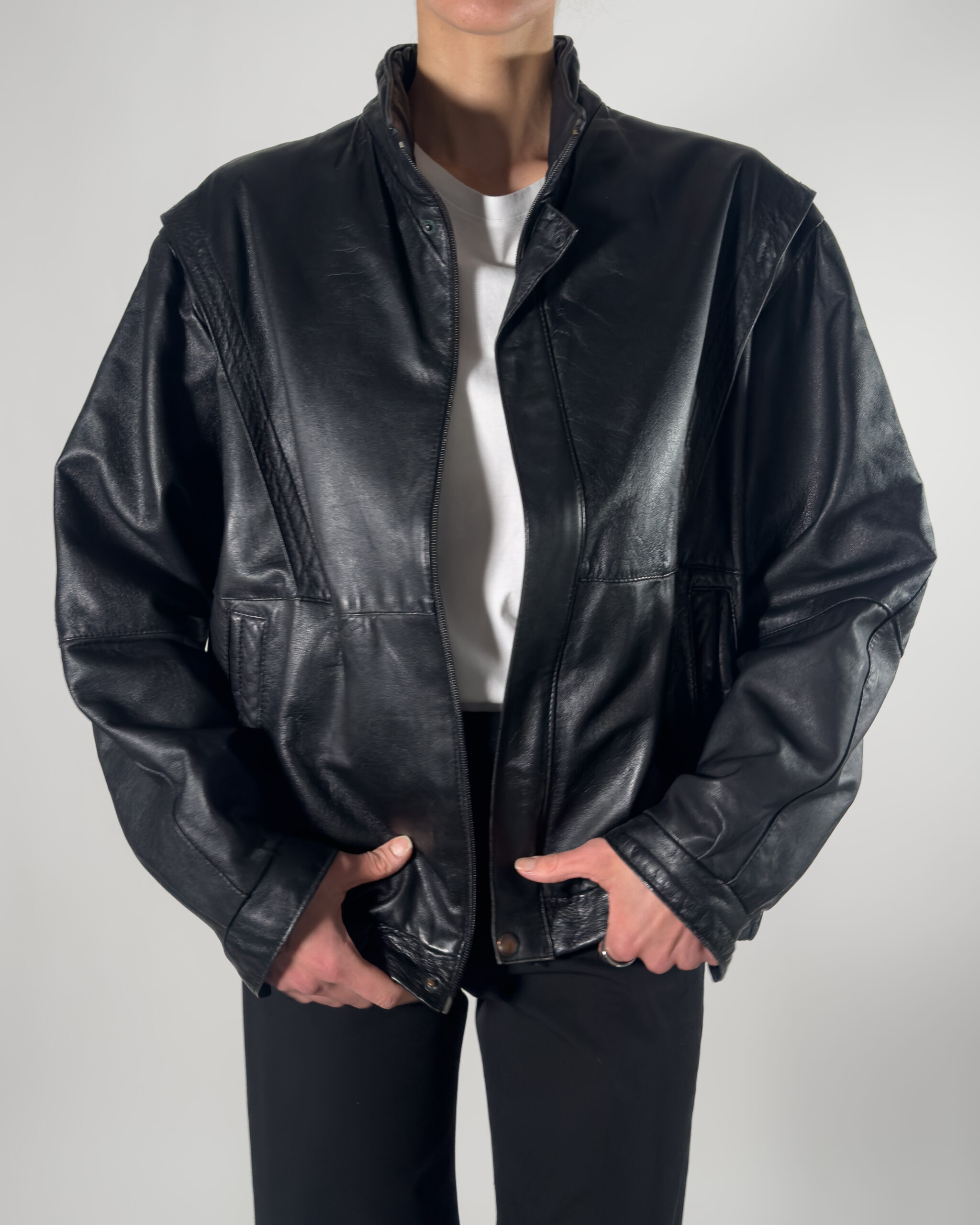 Leather Bomber Jacket | Black