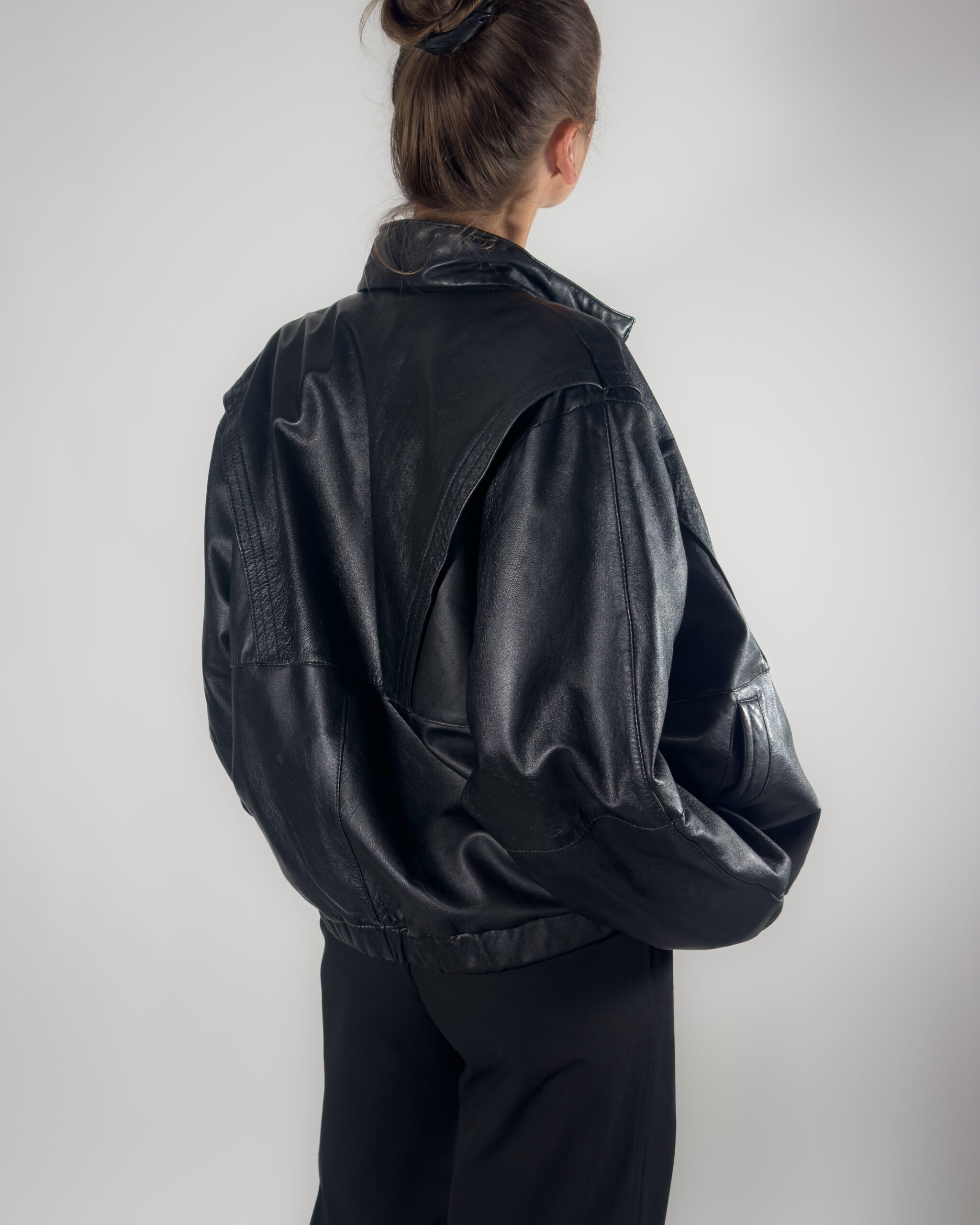 Leather Bomber Jacket | Black