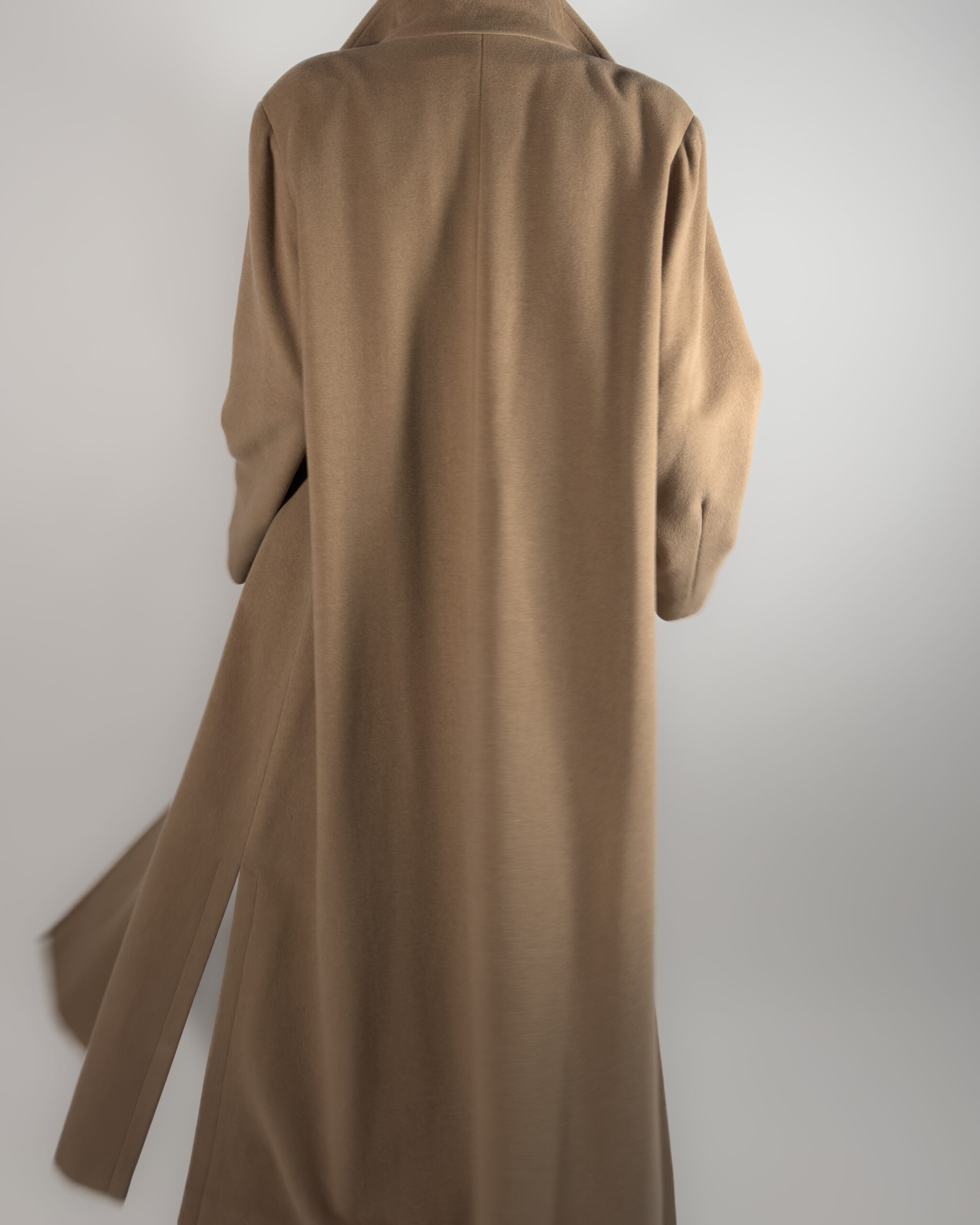 Angora & Wool Blend Maxi Coat | Beige