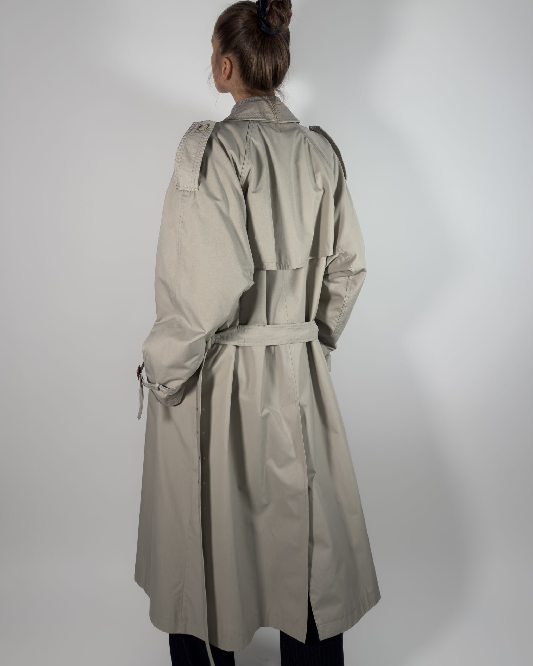 Double-Breasted Long Trench Coat | Light Grey