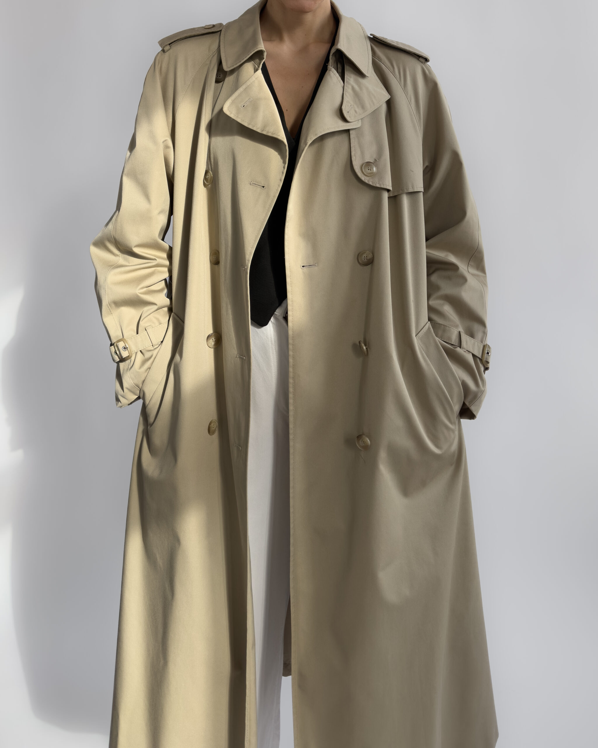 Double-Breasted Long Trench Coat | Beige