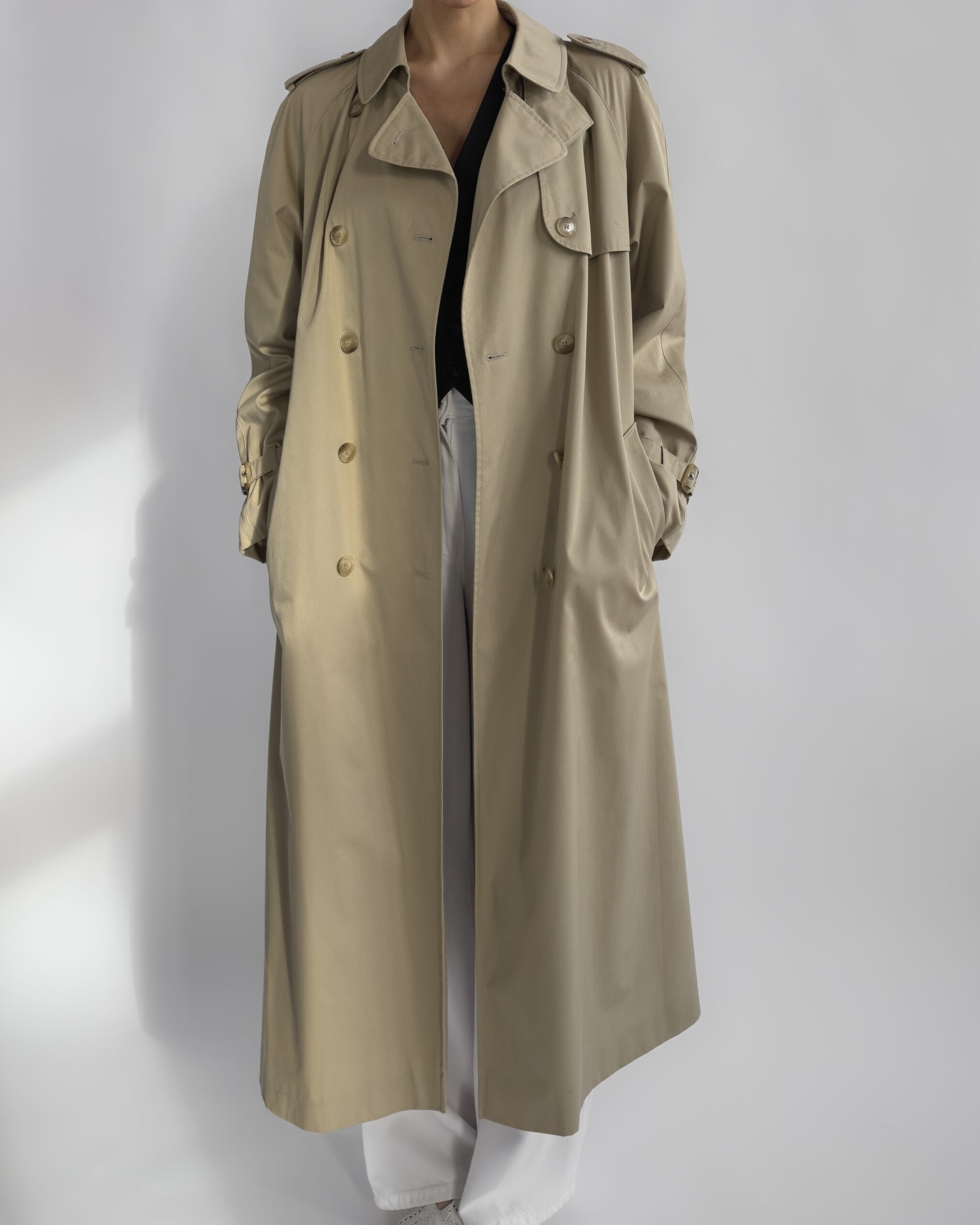Double-Breasted Long Trench Coat | Beige