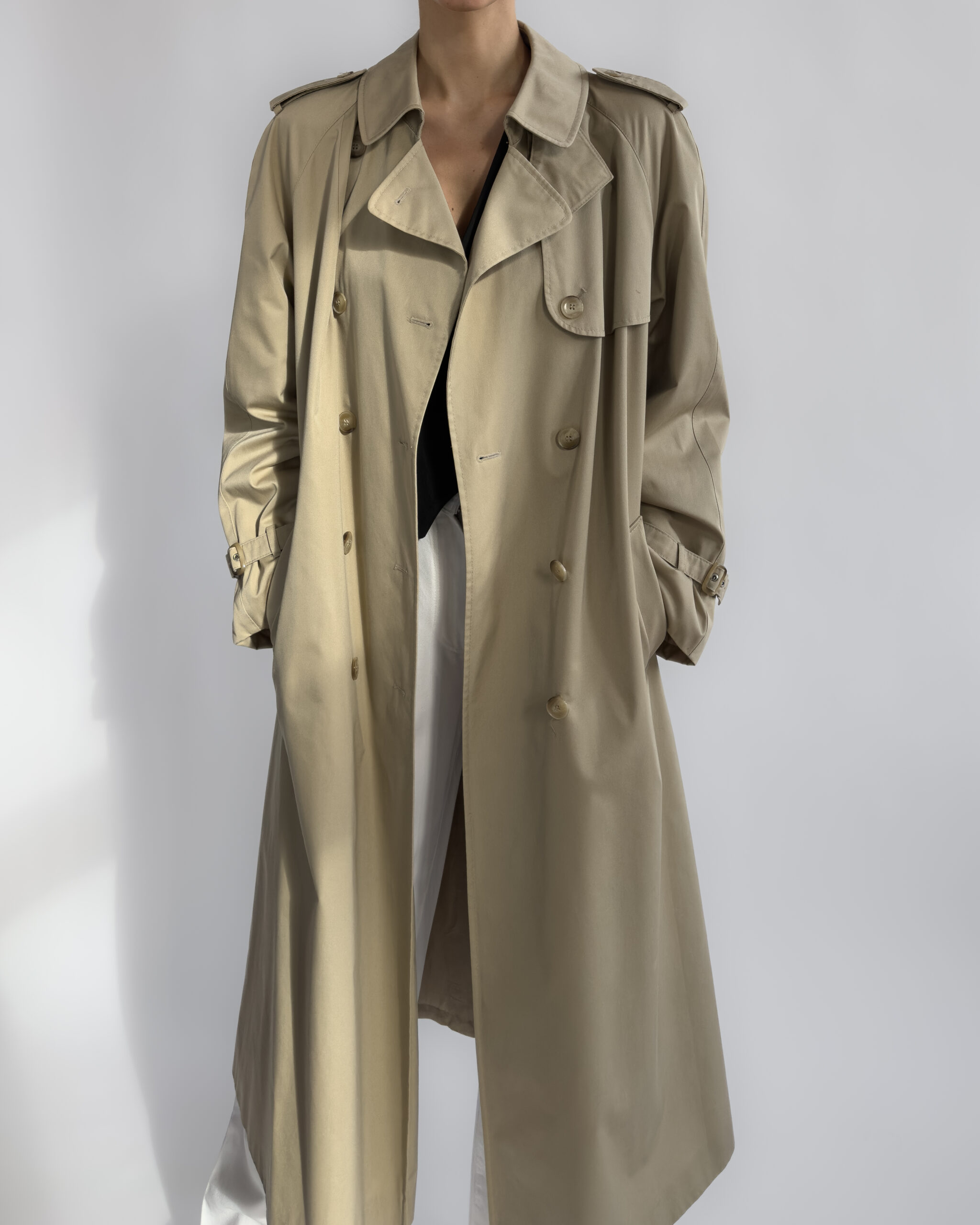 Double-Breasted Long Trench Coat | Beige
