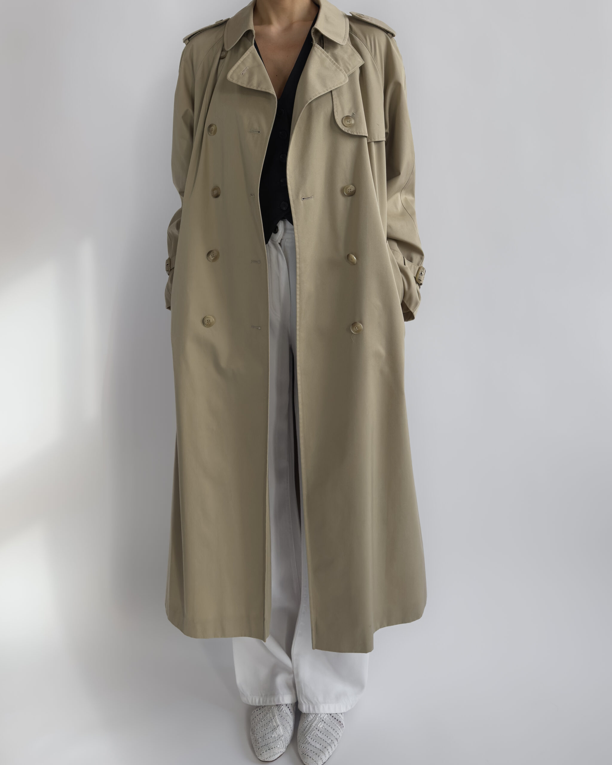 Double-Breasted Long Trench Coat | Beige