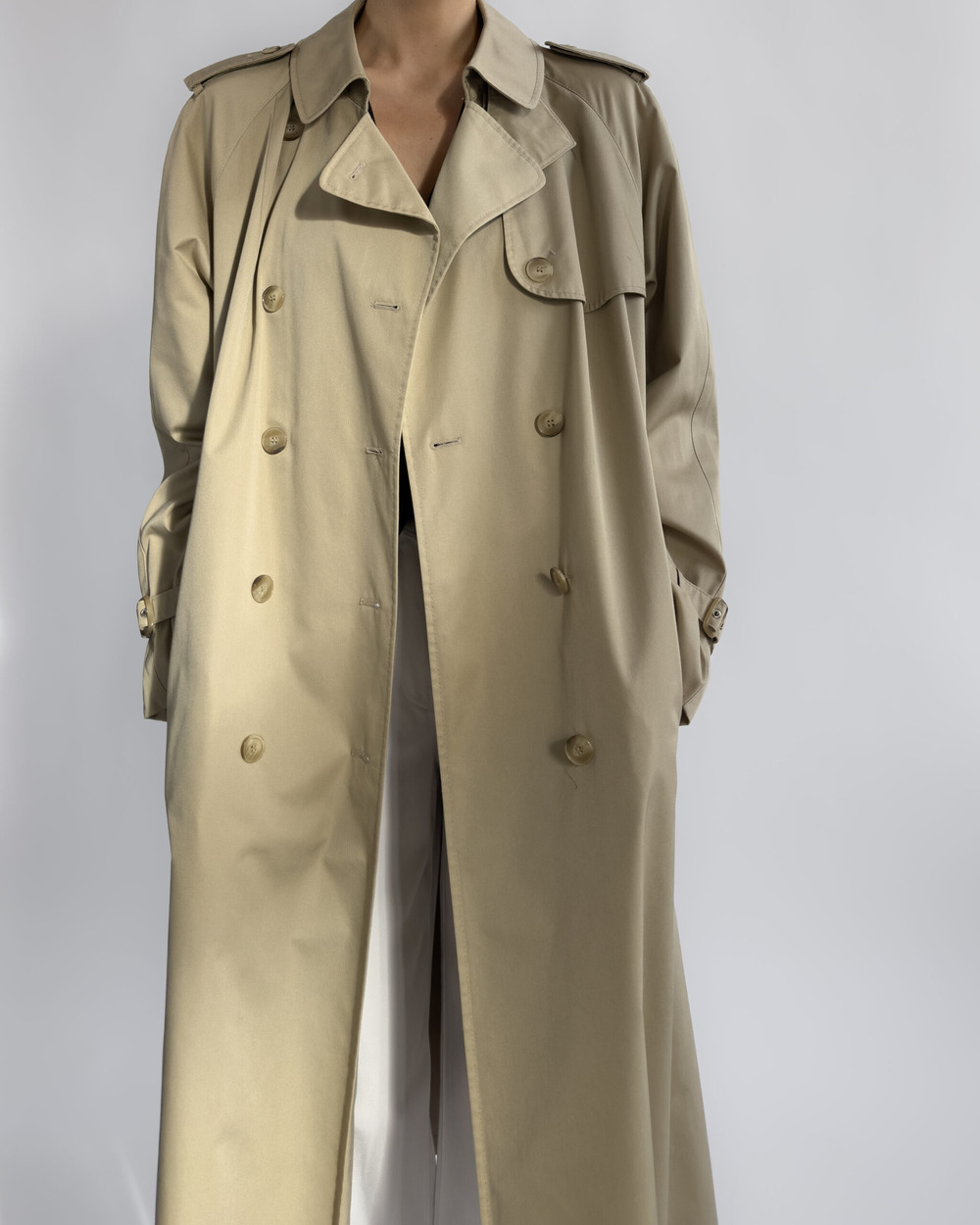 Double-Breasted Long Trench Coat | Beige