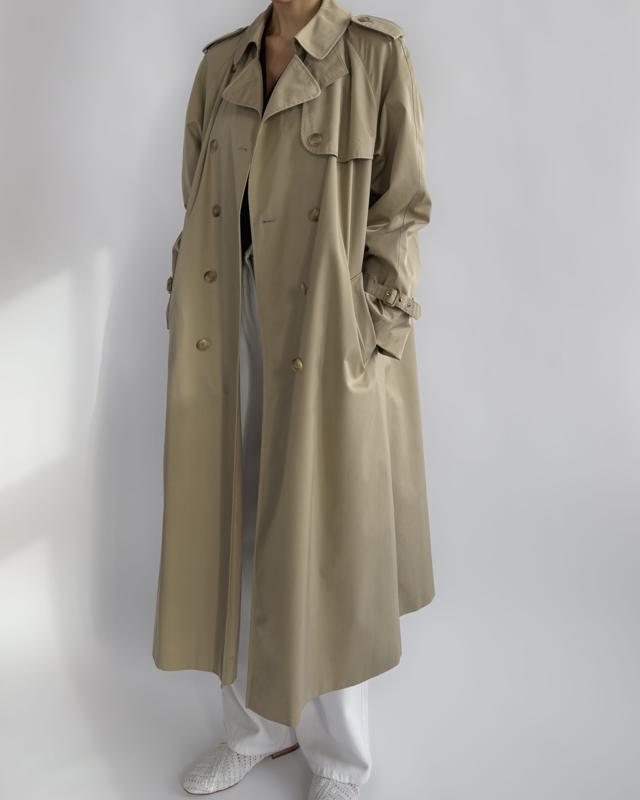 Double-Breasted Long Trench Coat | Beige