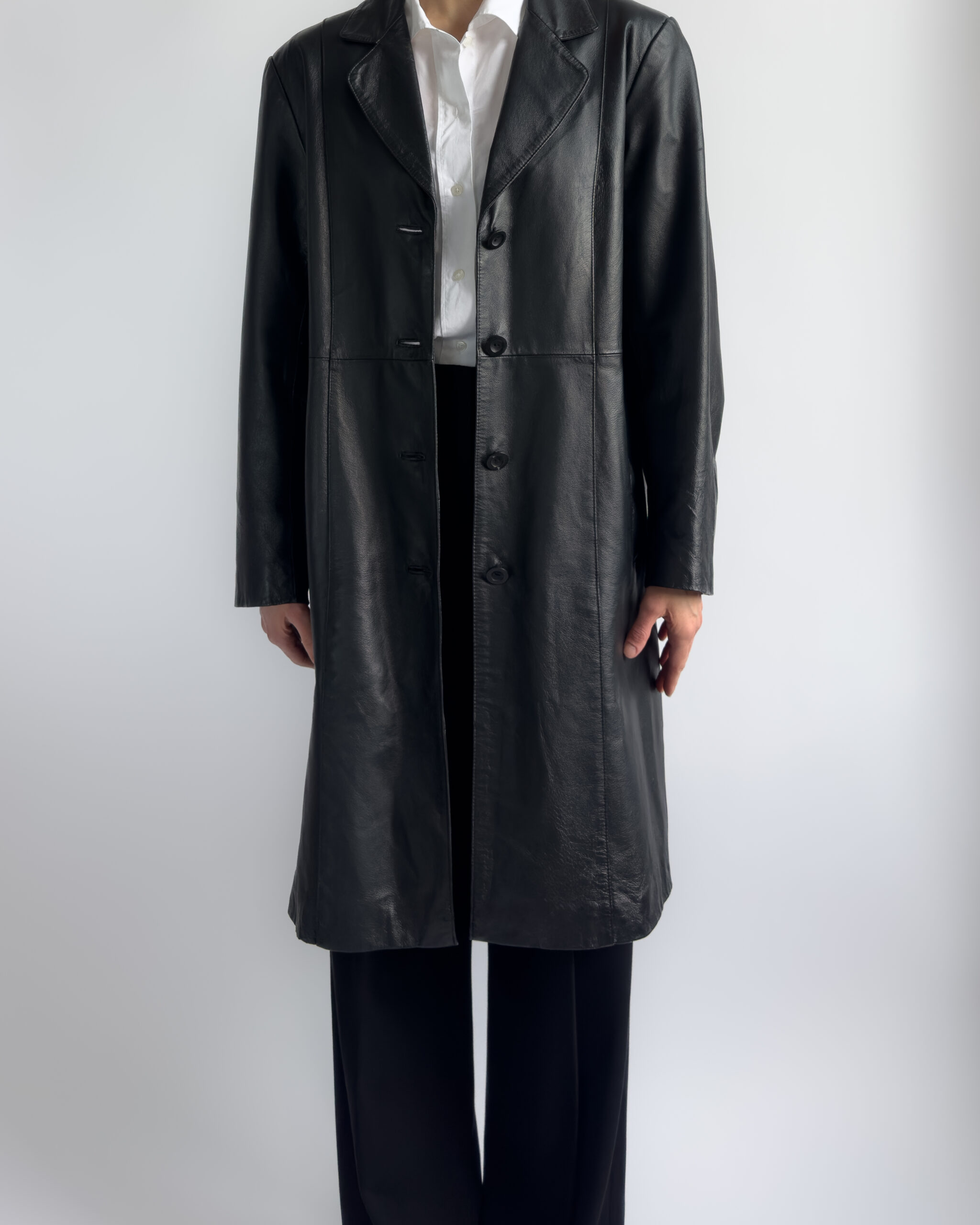 Long Leather Coat | Black