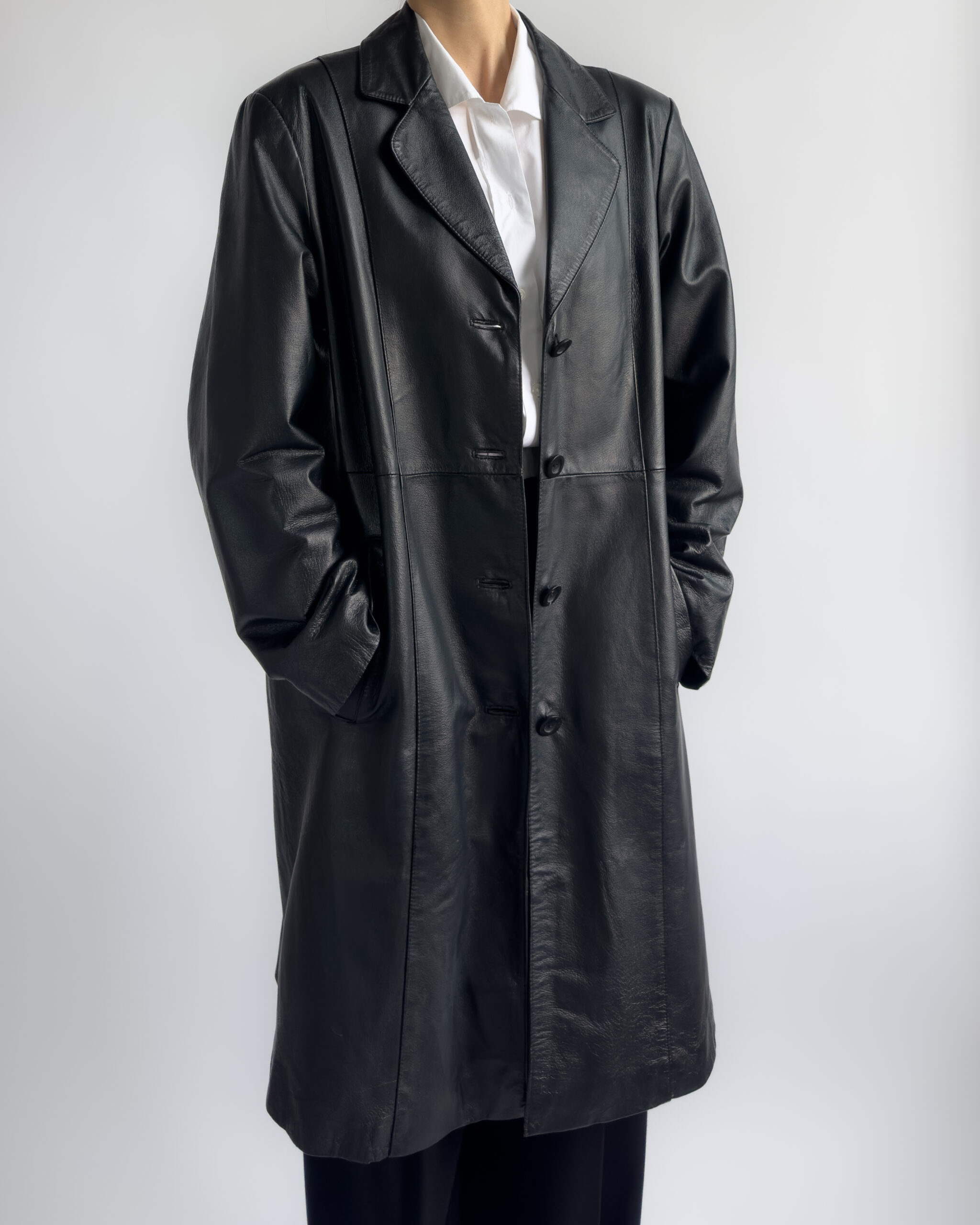 Long Leather Coat | Black