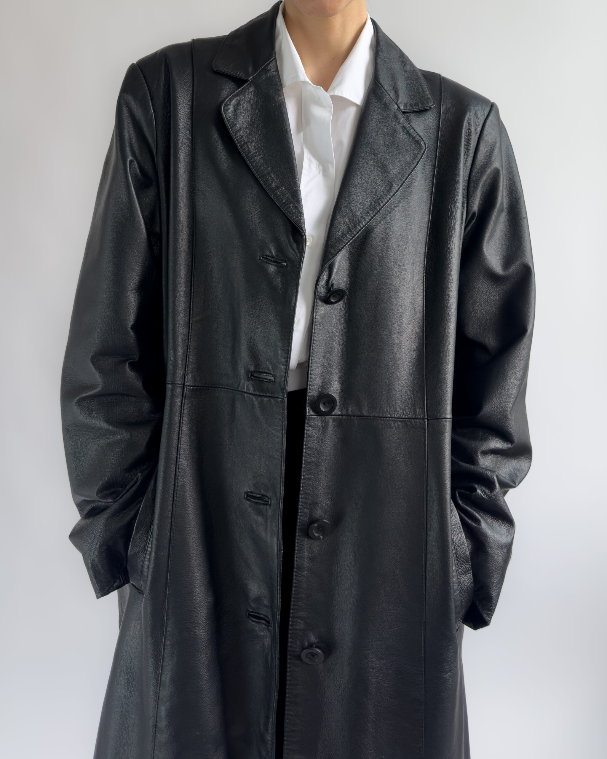 Long Leather Coat | Black