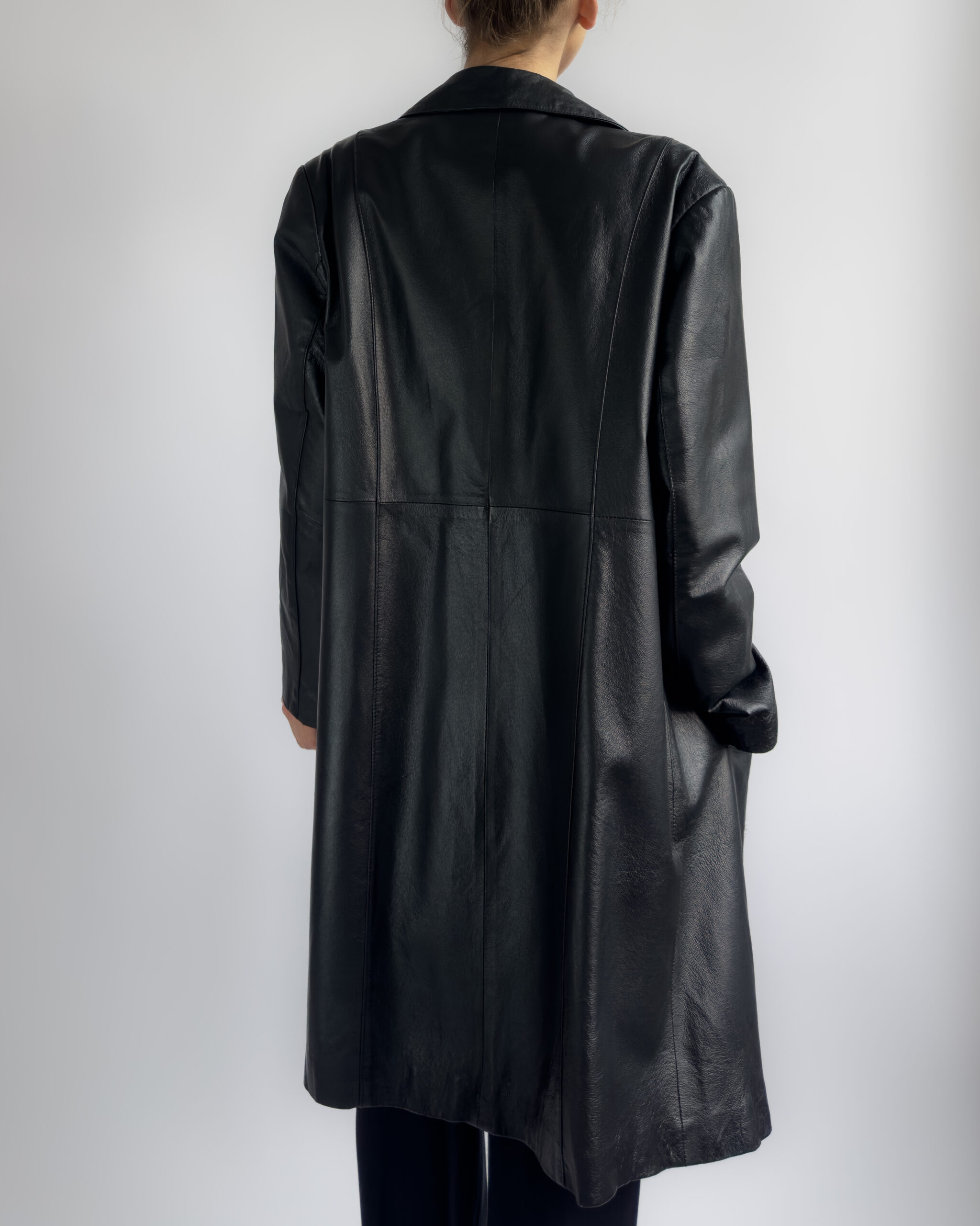 Long Leather Coat | Black