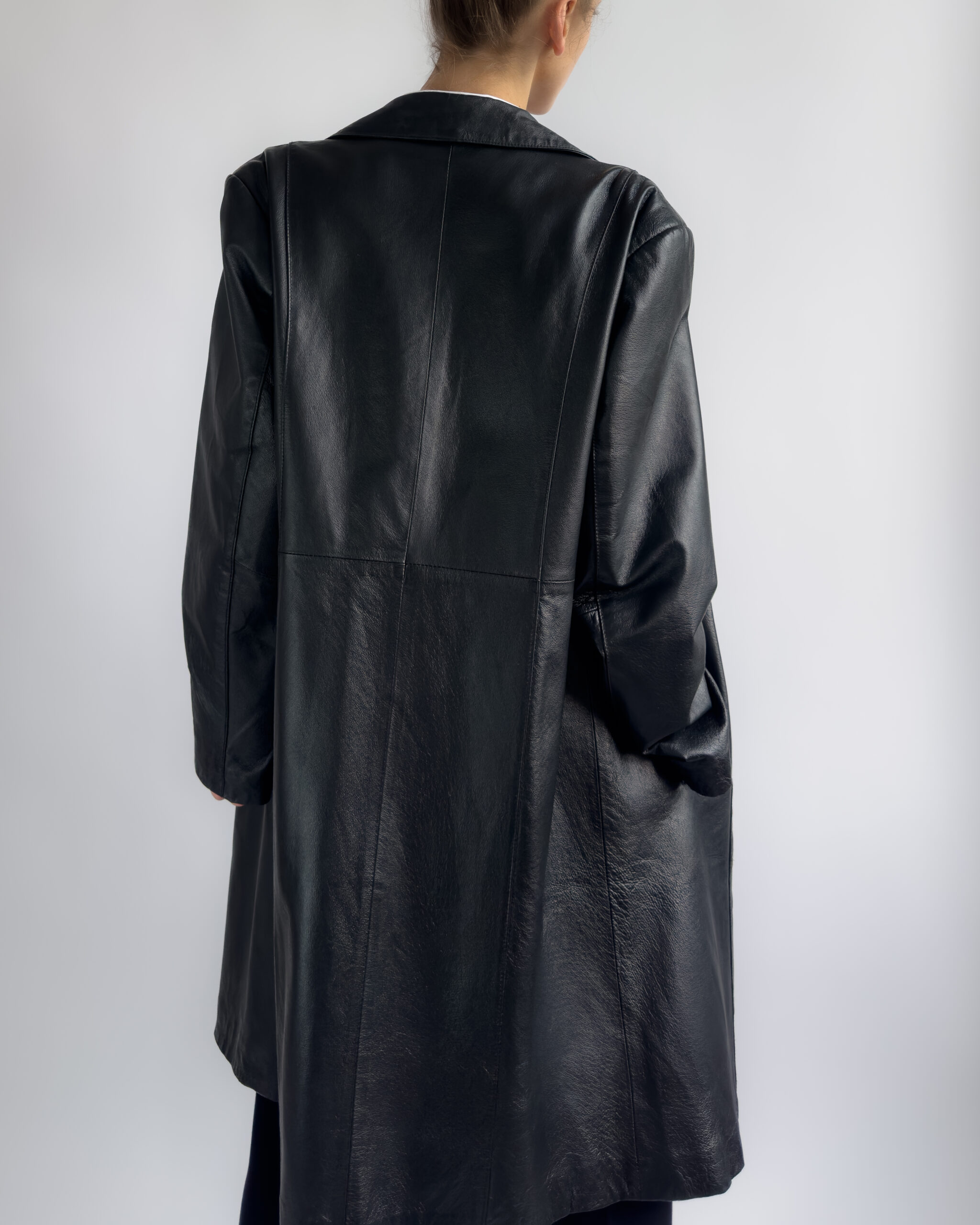 Long Leather Coat | Black