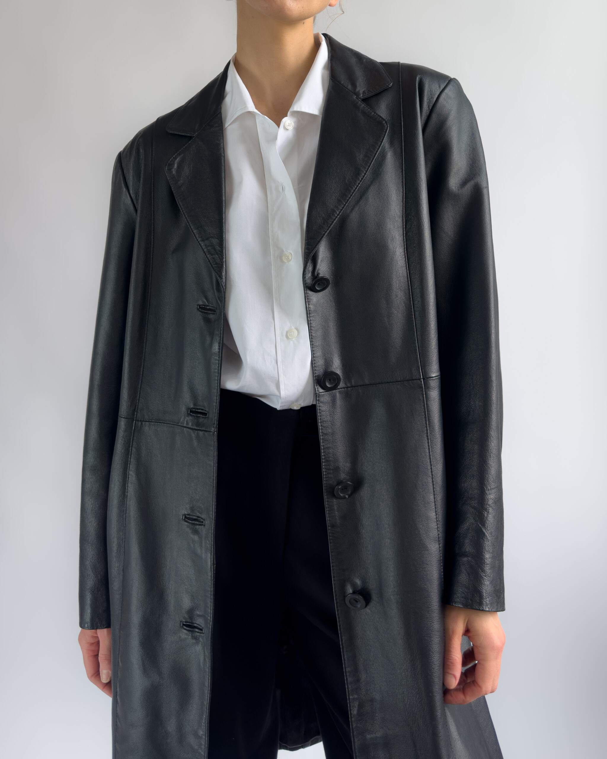 Long Leather Coat | Black